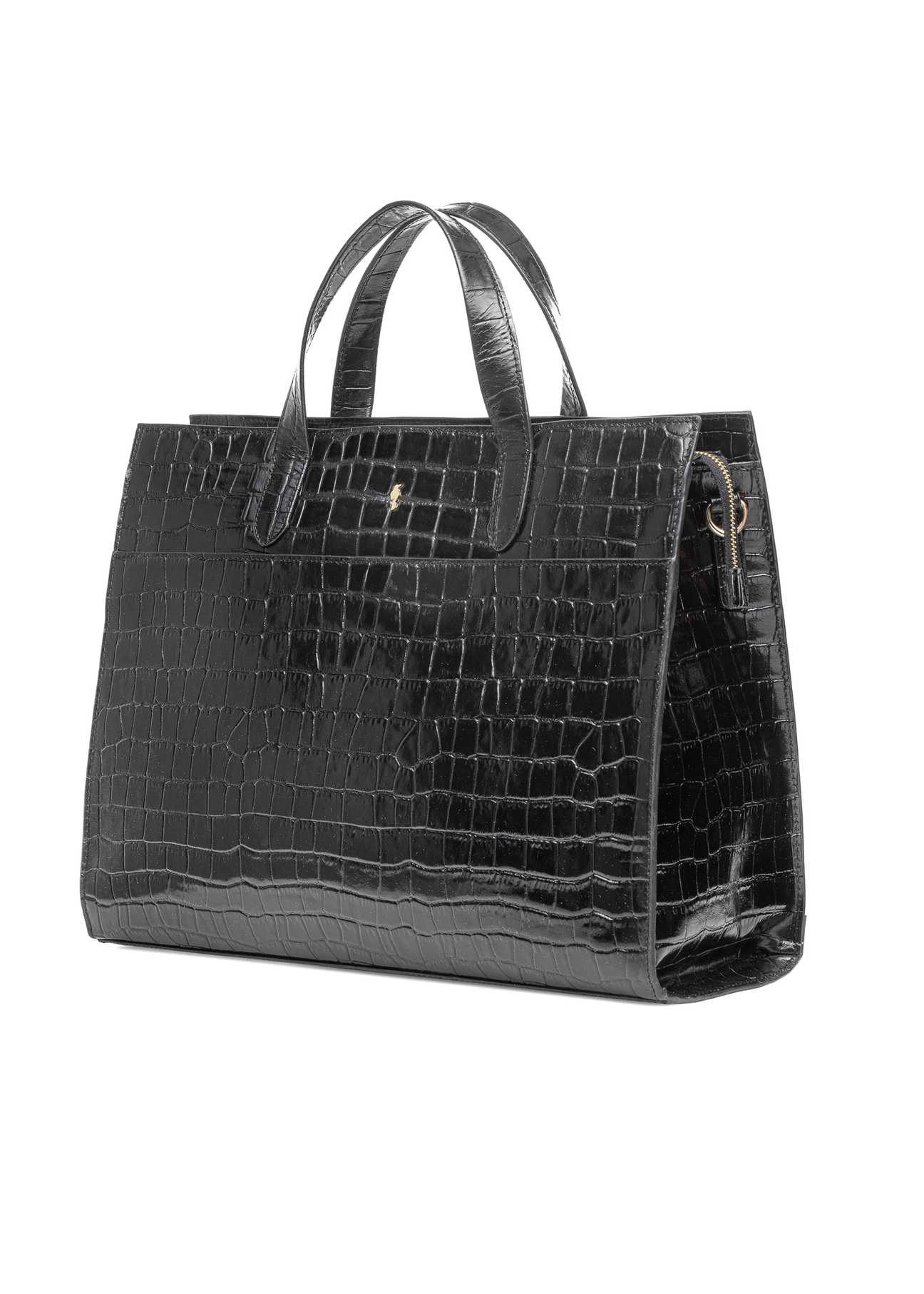 Black large croco leather handbag TORES-1132E-99(Z25)