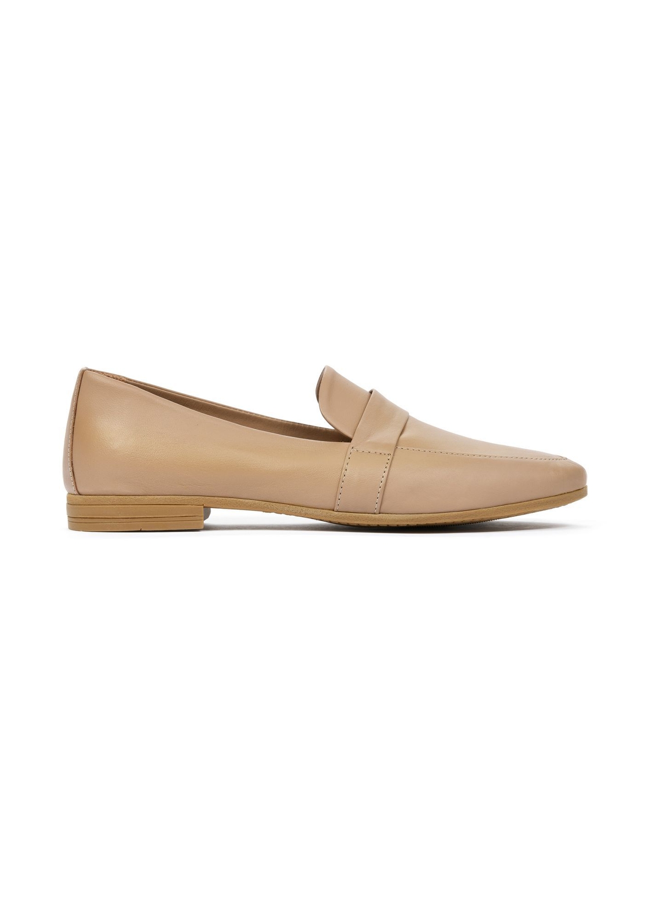 Leather dark beige women's loafers BUTYD-1074-93(W25)-01