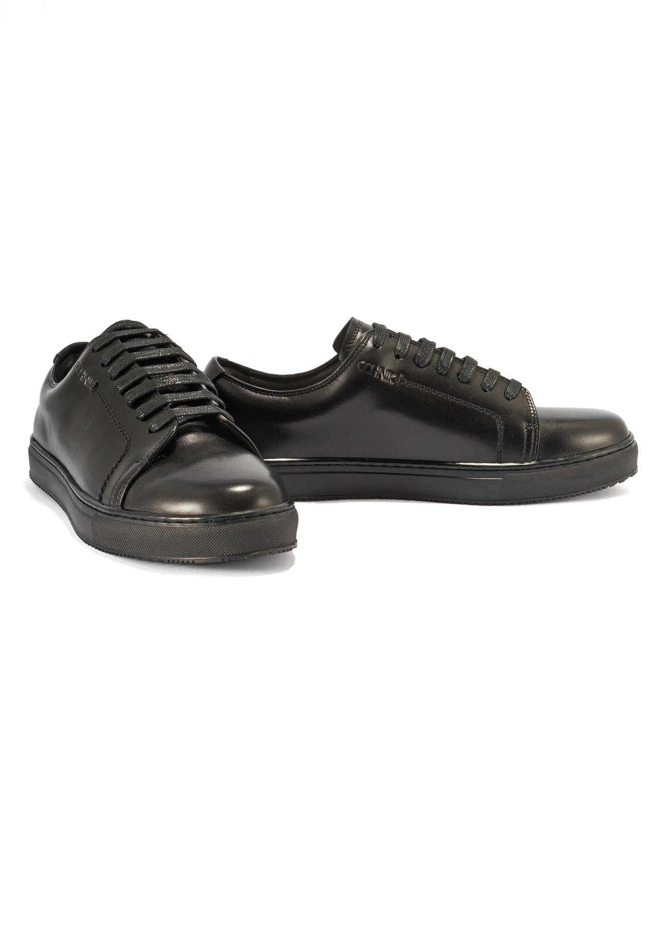 Leather black sports shoes BUTYM-0508-99(Z25)