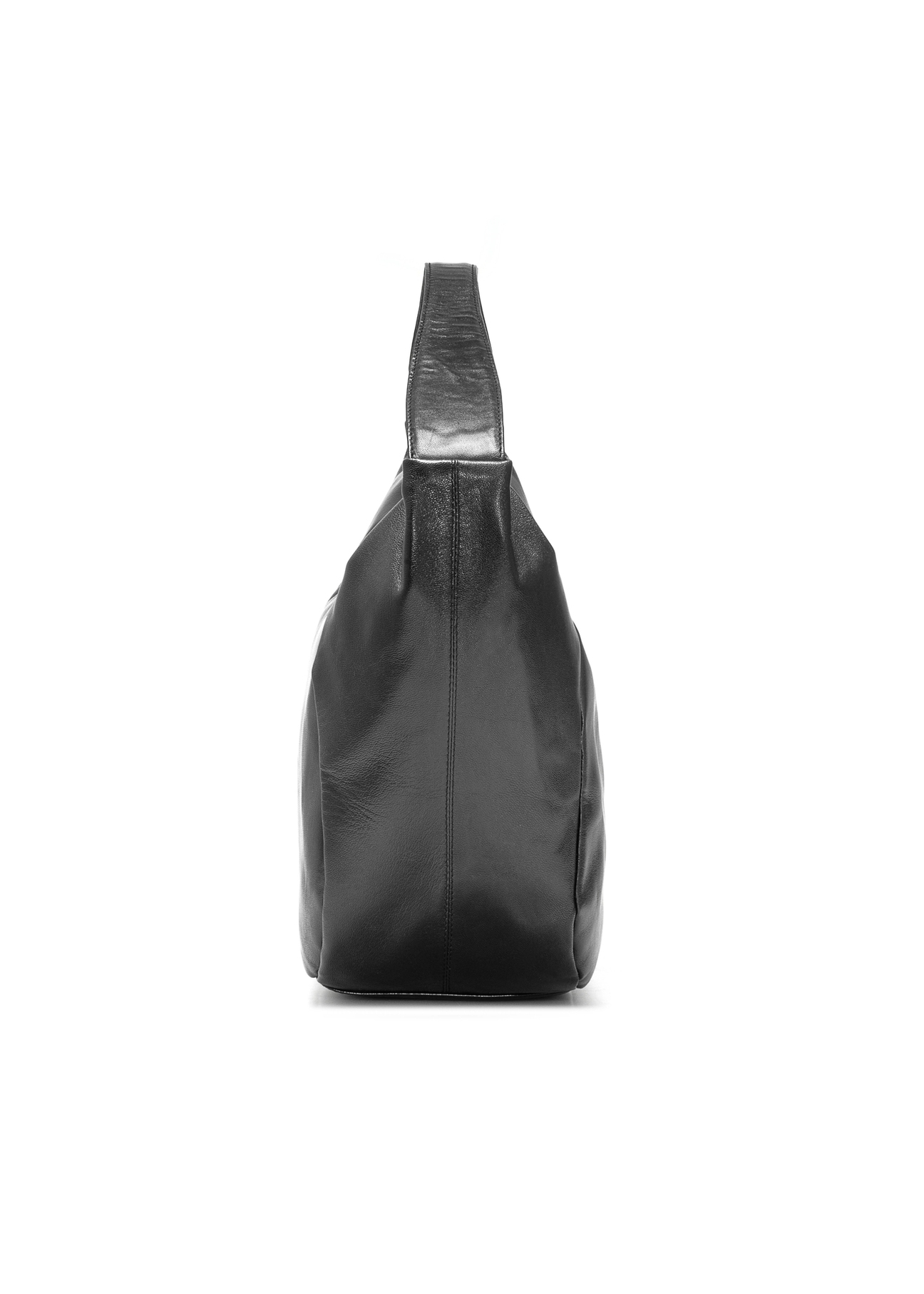 Black leather hobo bag TORES-1135A-99(Z25), product view from the side on a white background.