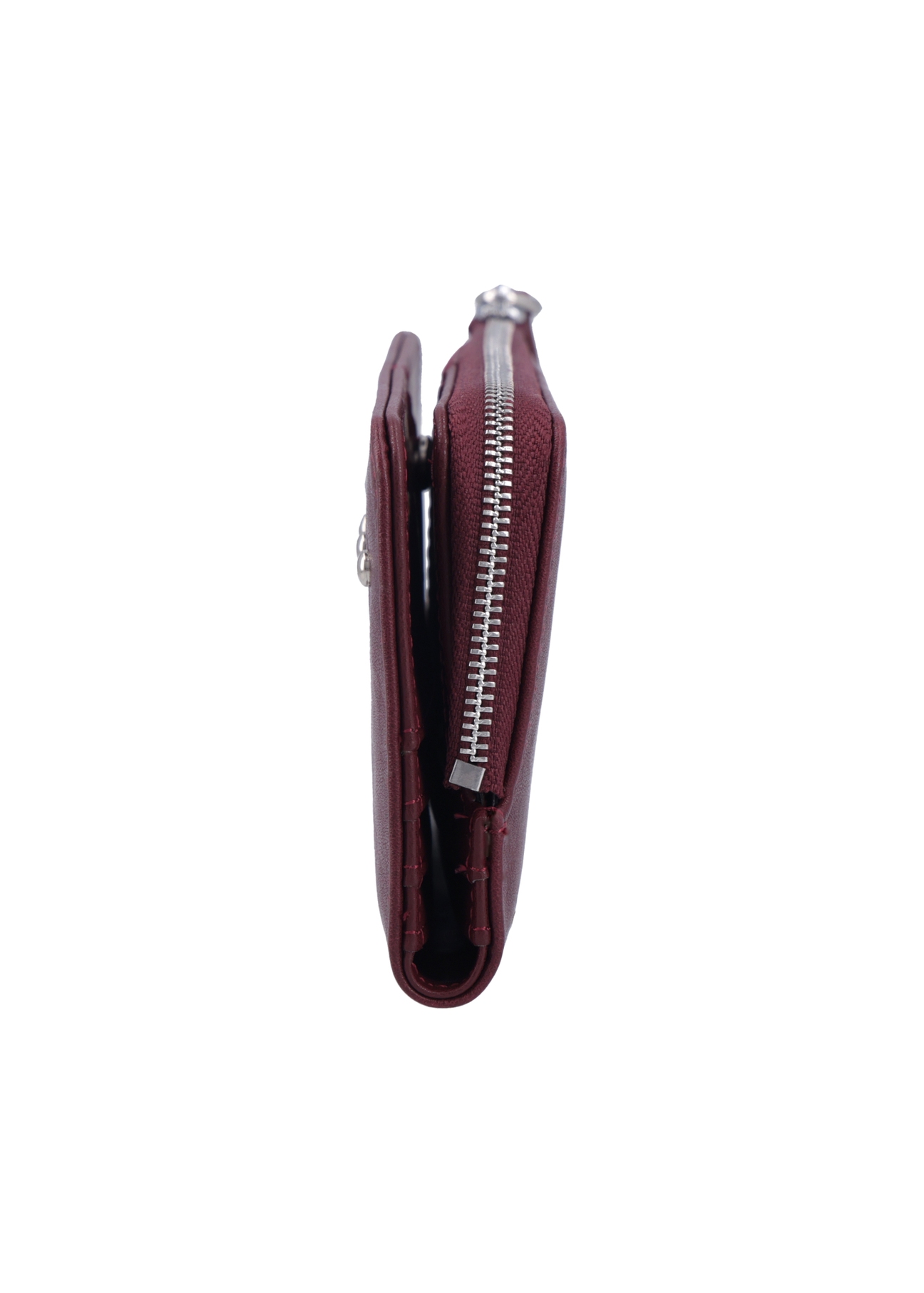 Burgundy large women's wallet POREC-0446-4D(Z26) - side view of the product, on a white background.
