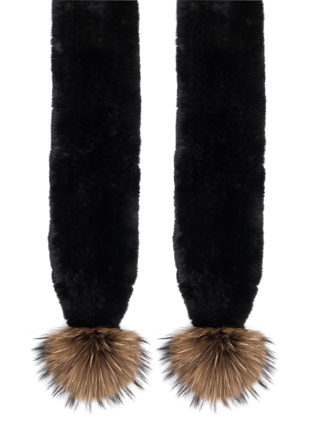 Black women's natural fur scarf SZADF-0038-9J(Z26), front view of the product on a white background.
