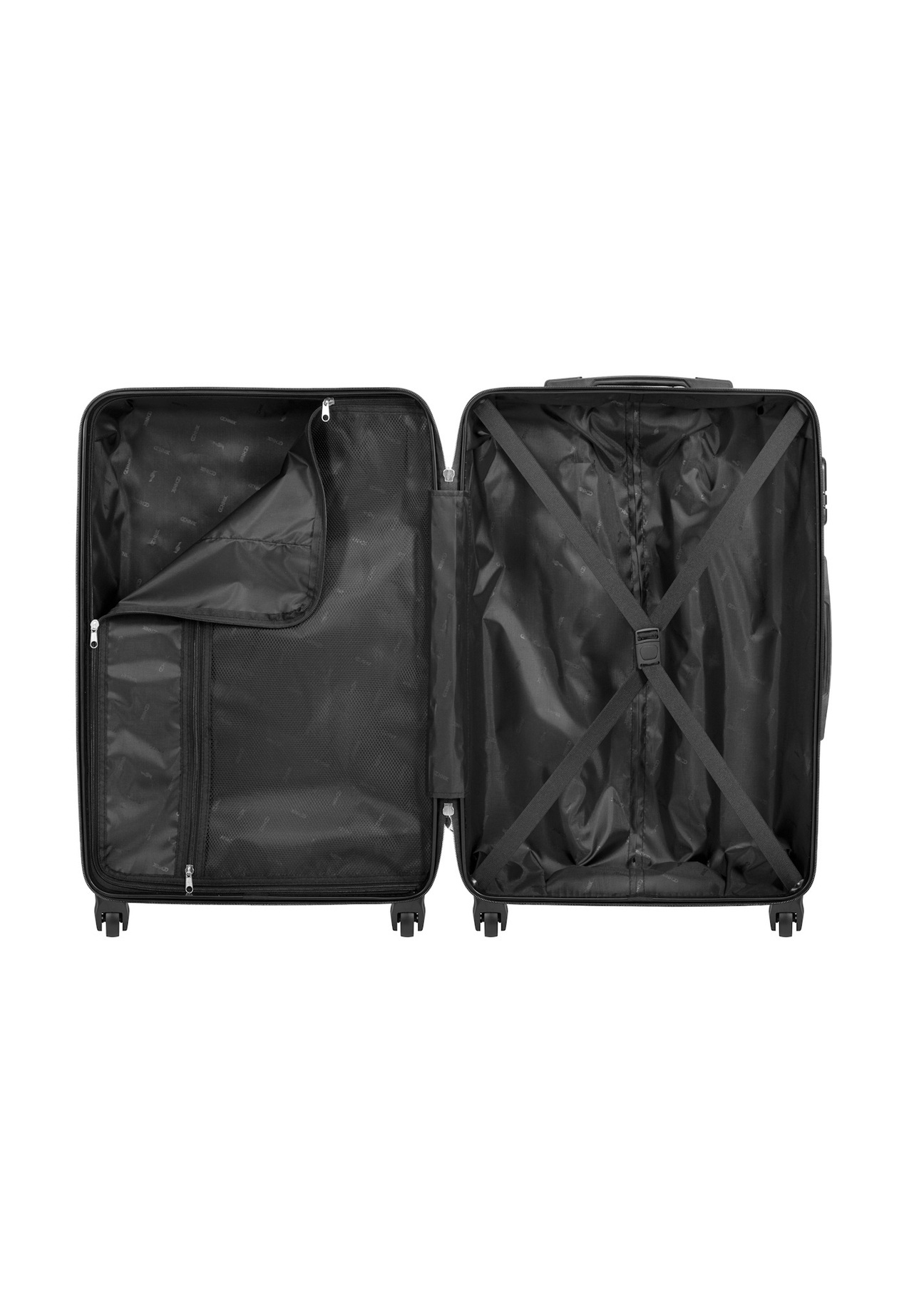 Set of 19'/24'/28' wheeled suitcases WALAB-0081-99(W26), product view inside on white background.