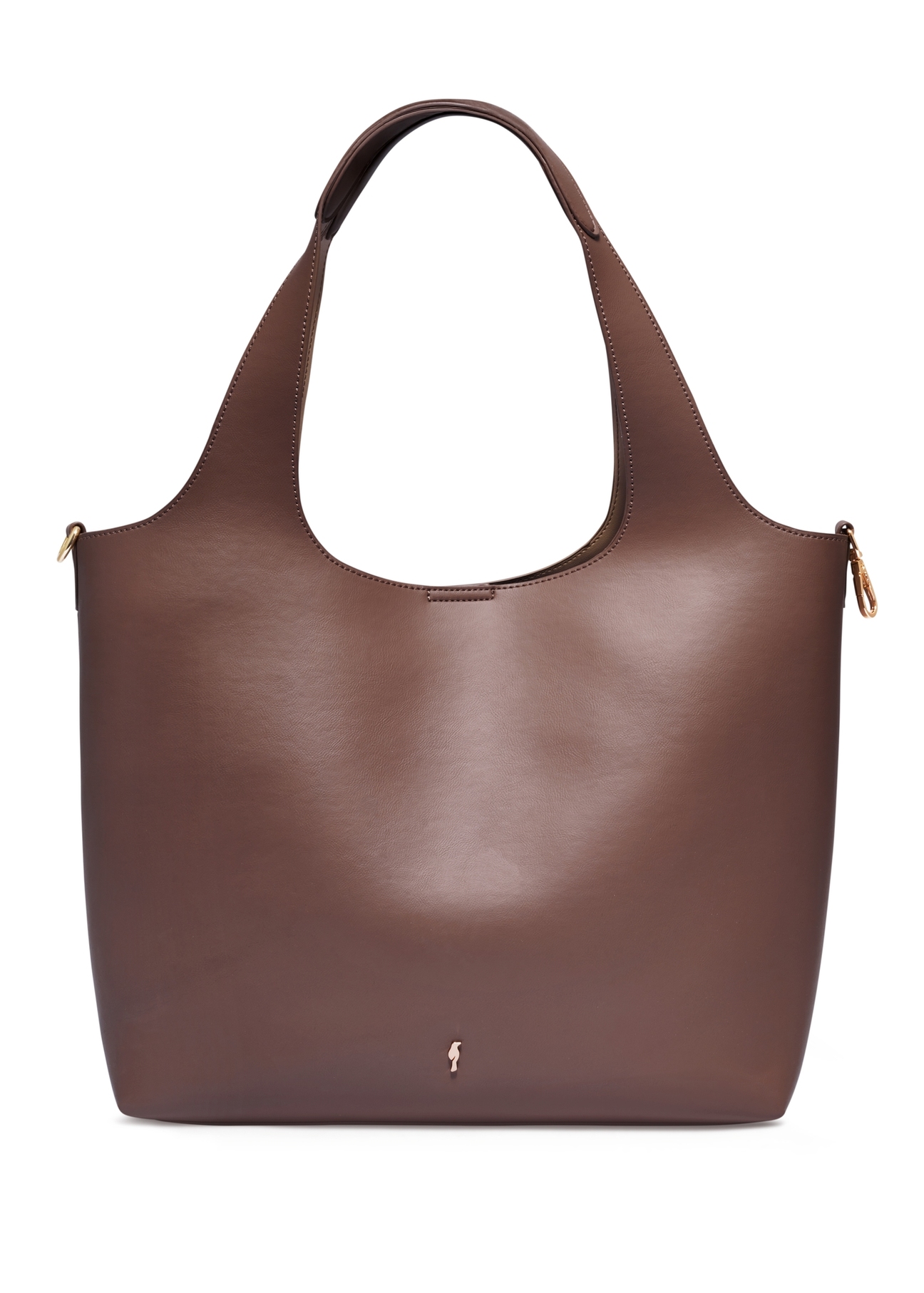 Brown women's shopper bag TOREC-1259-1H(Z26), product view from the front on a white background.