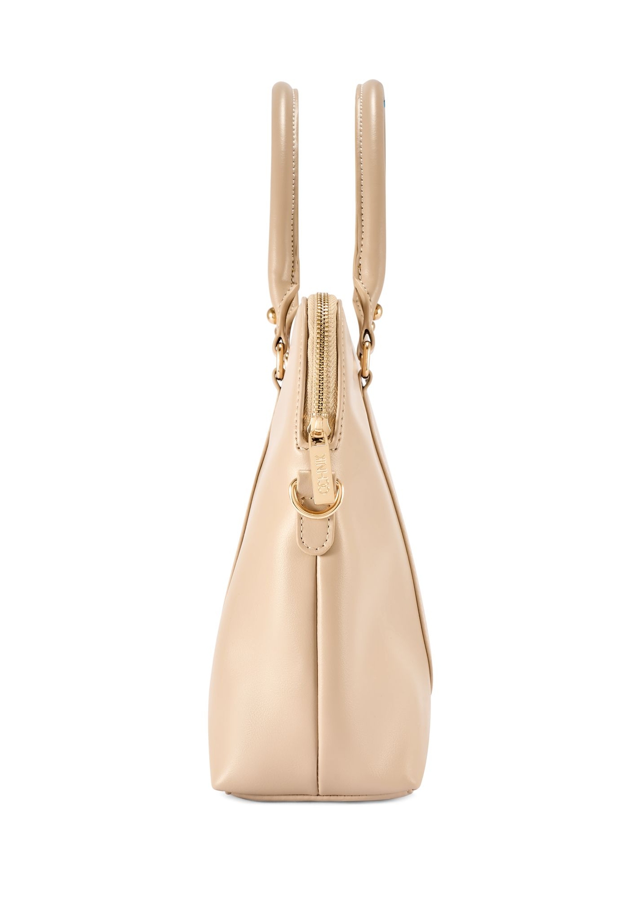 Beige women's laptop bag TOREC-1130-1A(W26) - side product view, on white background.