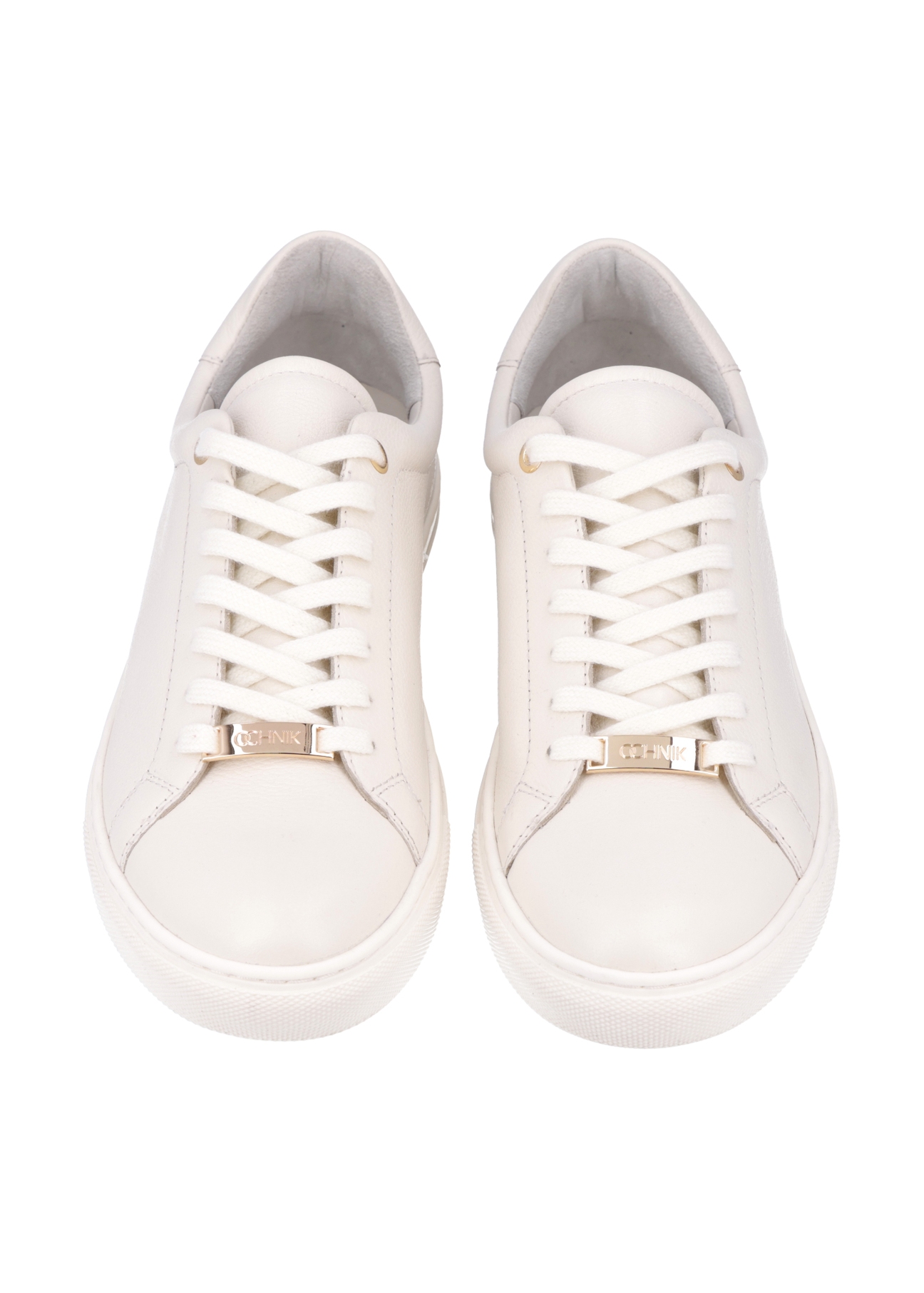 Cream leather women's sneakers BUTYD-1068-0B(Z26). Product view from above, on a white background.