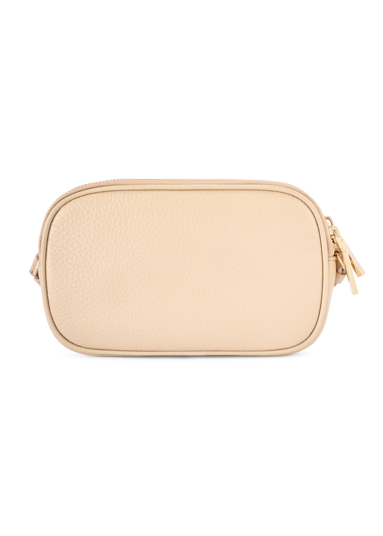 Kleine beige Lederhandtasche für Damen TORES-0466E-1B(W26) - Produktansicht von hinten, auf weißem Hintergrund.