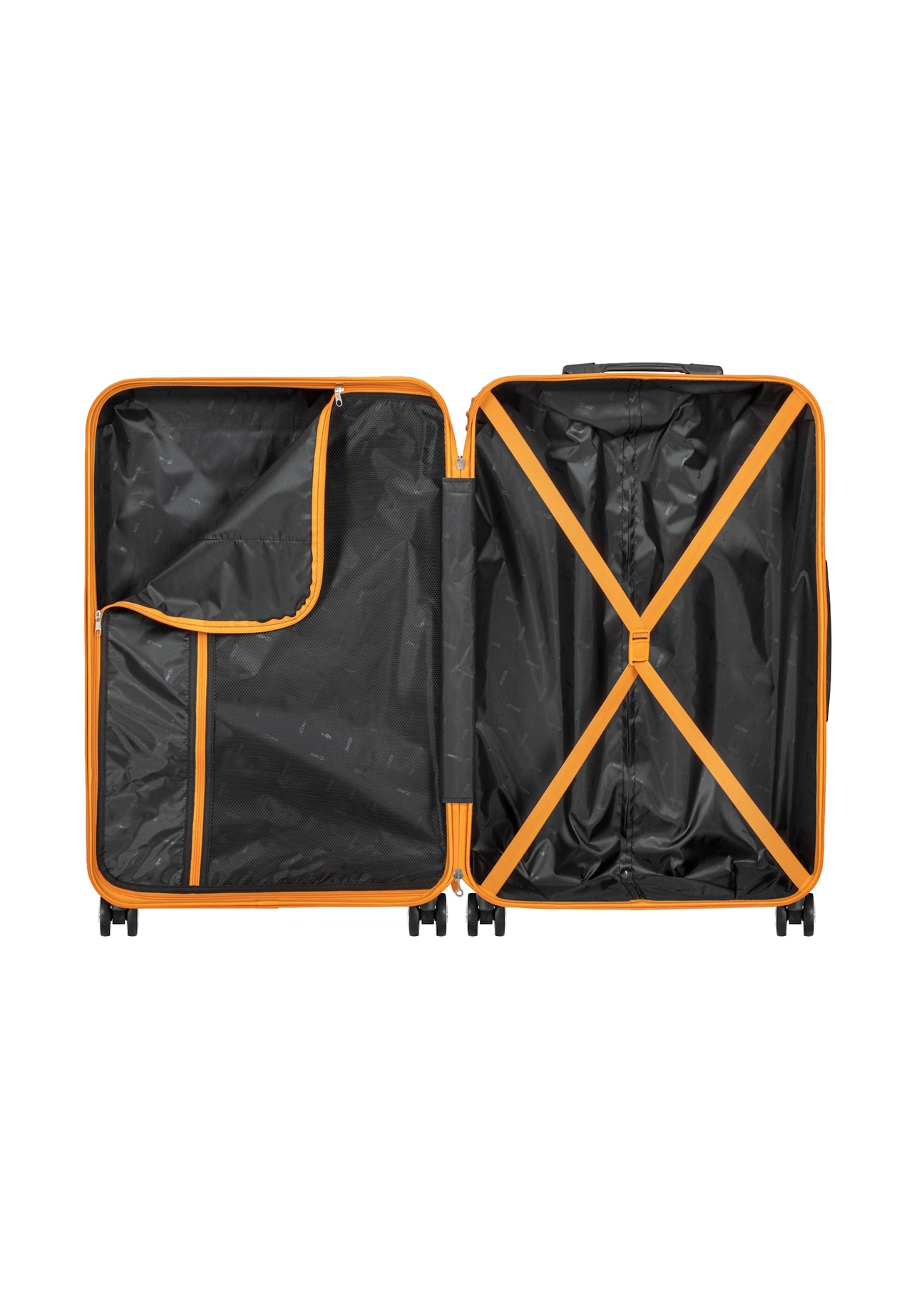 Large suitcase on wheels WALAB-0040-3A-28(W26), product view inside on white background.