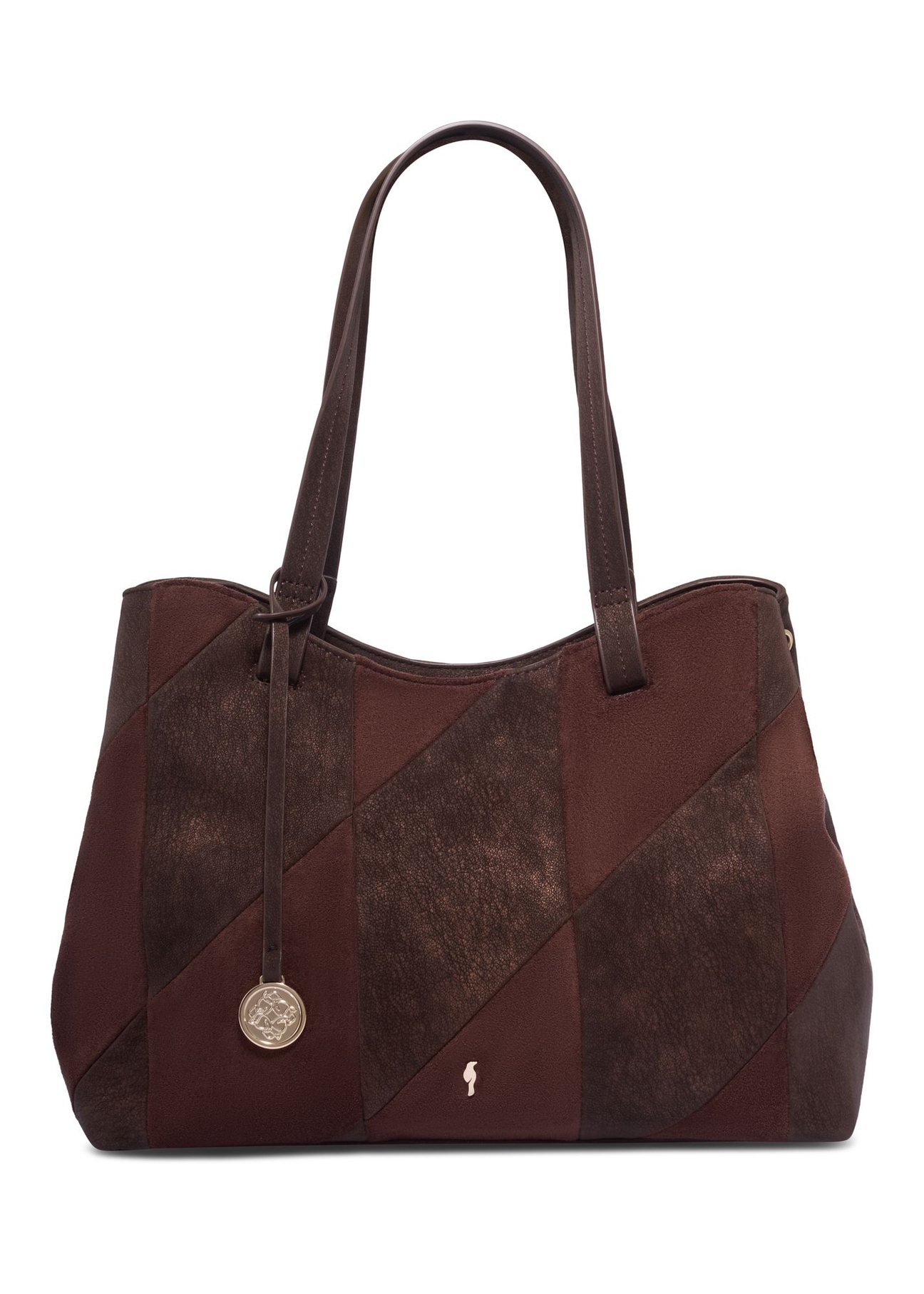 Brown women's shopper bag TOREC-1318-1H(Z26) – front view of the product on a white background.