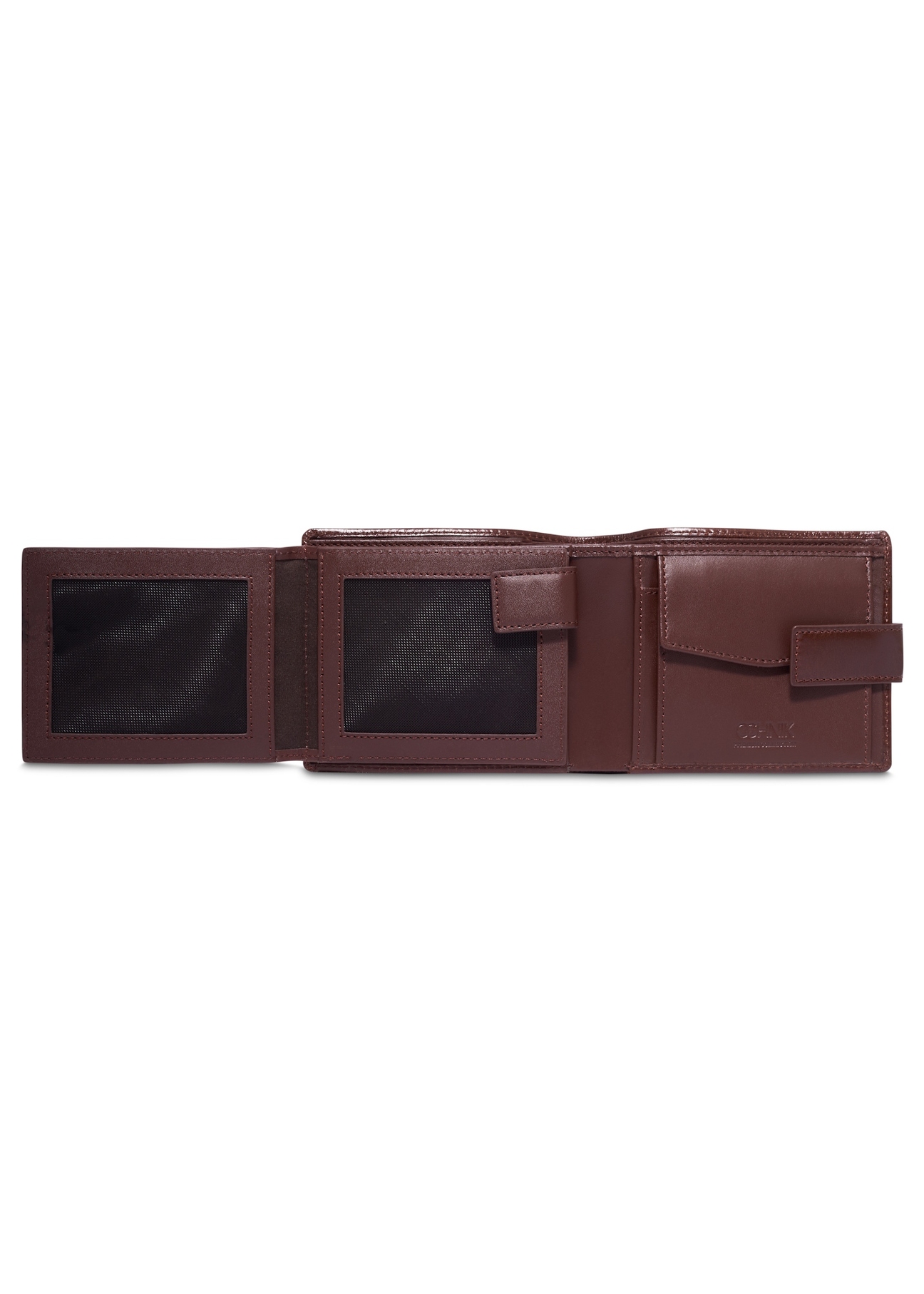 Men's brown leather wallet PL-191-1H(KS), product view inside on white background.