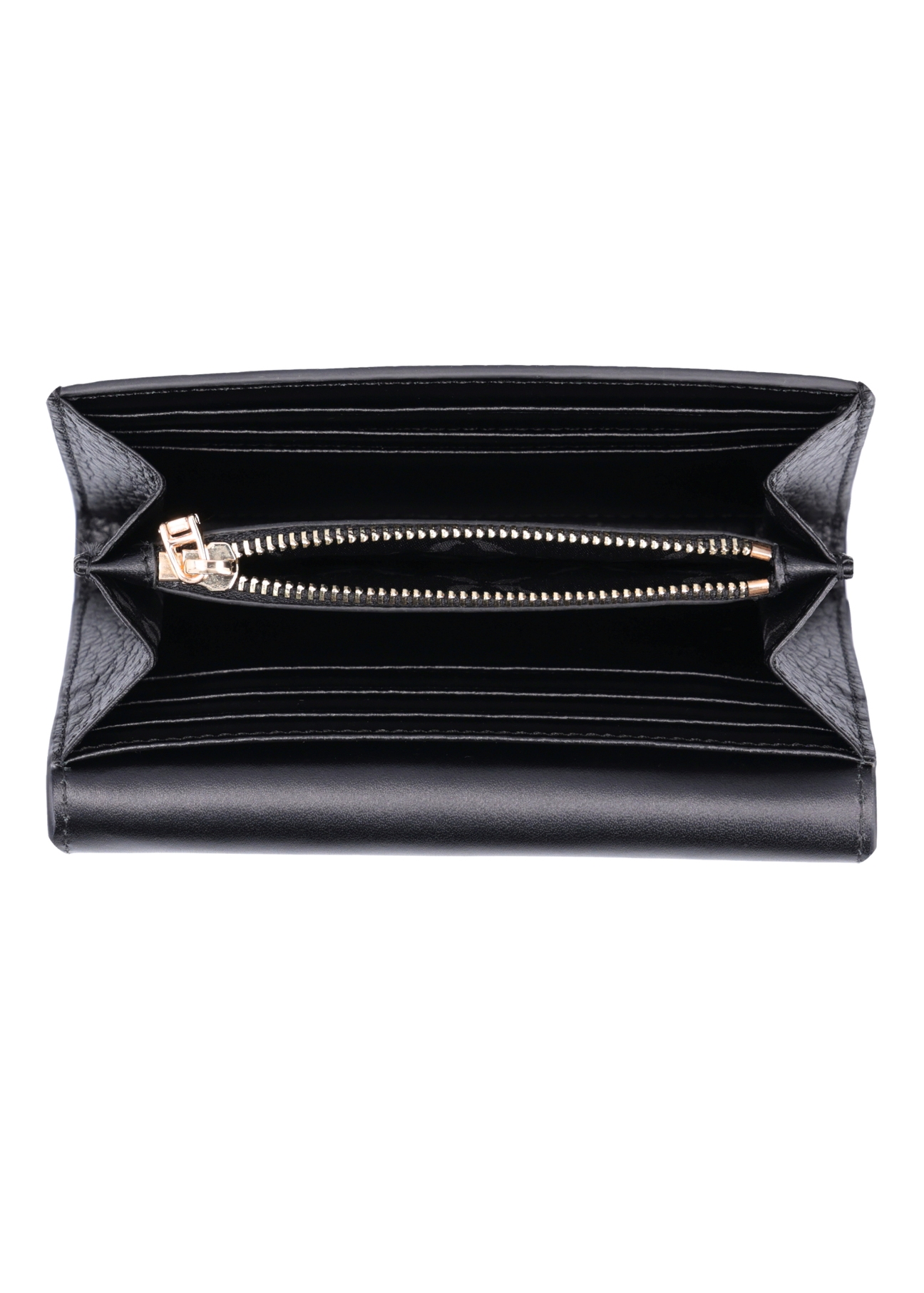 Large black leather women's wallet PORES-1016-9I(Z26), product view inside on white background.