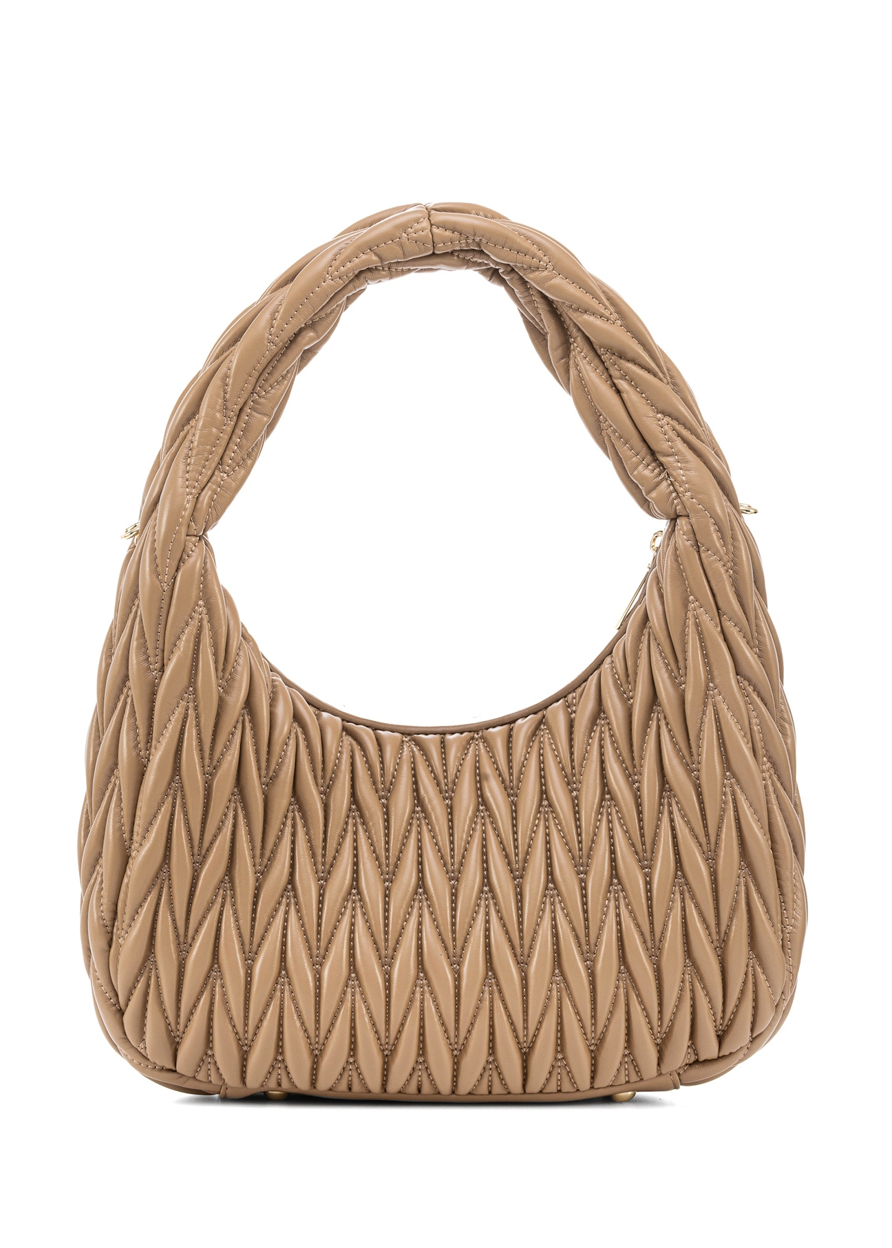Beige women's shoulder bag TOREC-1101-24(Z25), product view from the back on a white background.