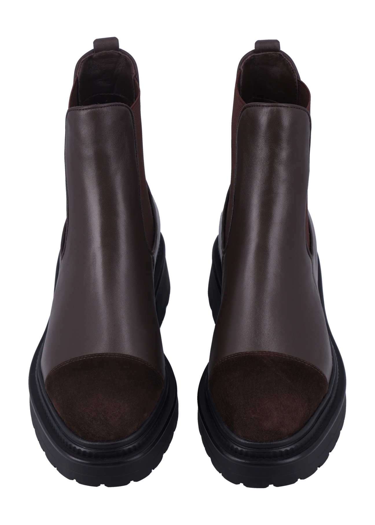 Dark brown women's Chelsea boots BUTYD-1345-1I(Z26), front product view on white background.