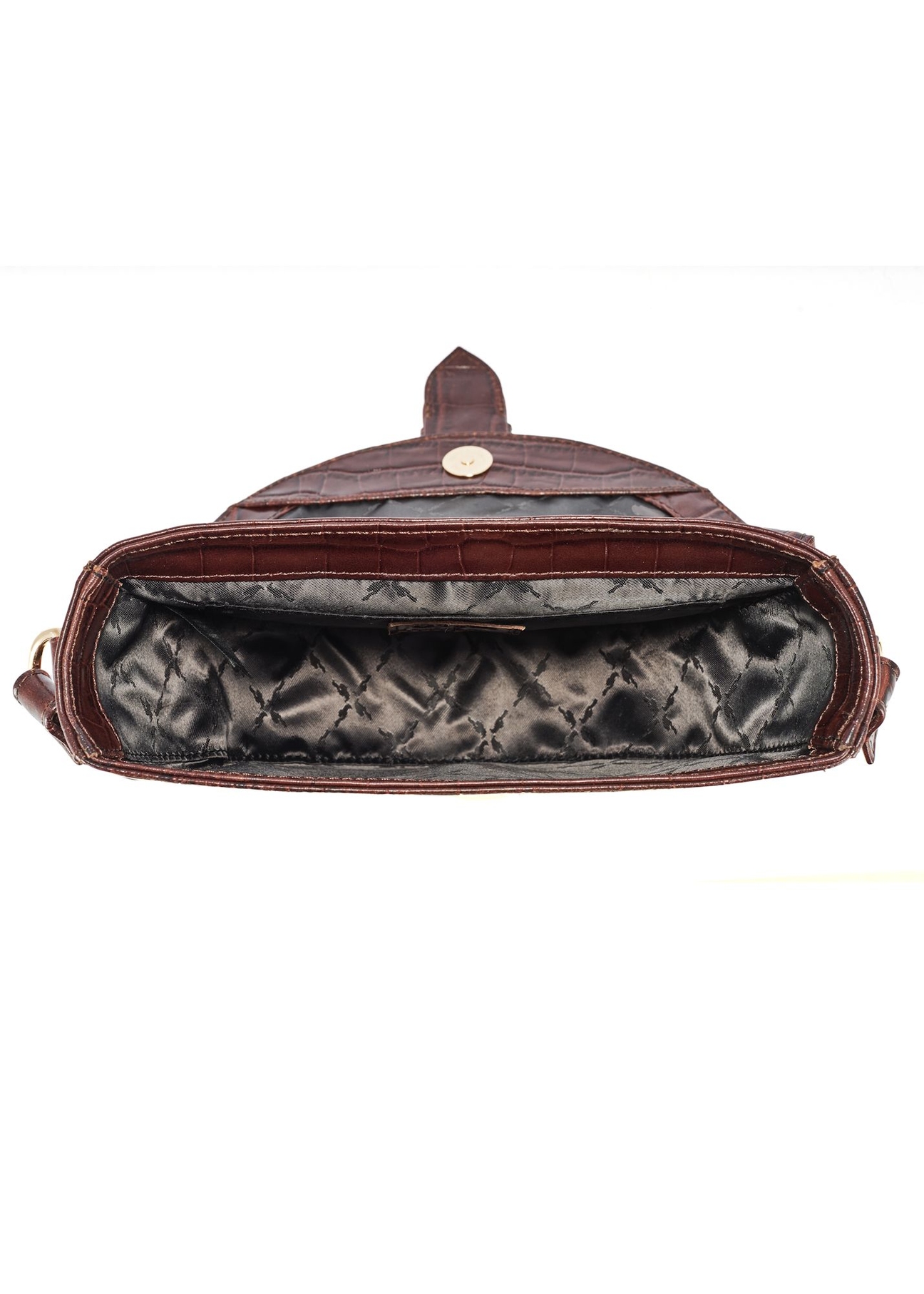 Brown croco leather handbag TORES-0707F-1H(W26), product view inside on white background.