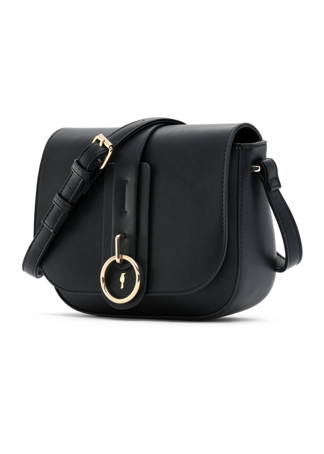 Black women's messenger bag TOREC-0627E-99(Z25), diagonal product view on a white background.