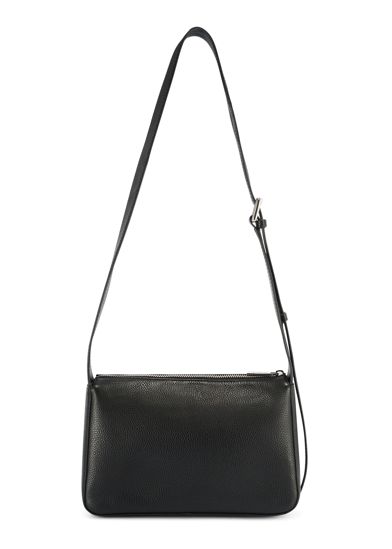 Women's black leather messenger bag TORES-1199-99(Z25), product view from the back on a white background.