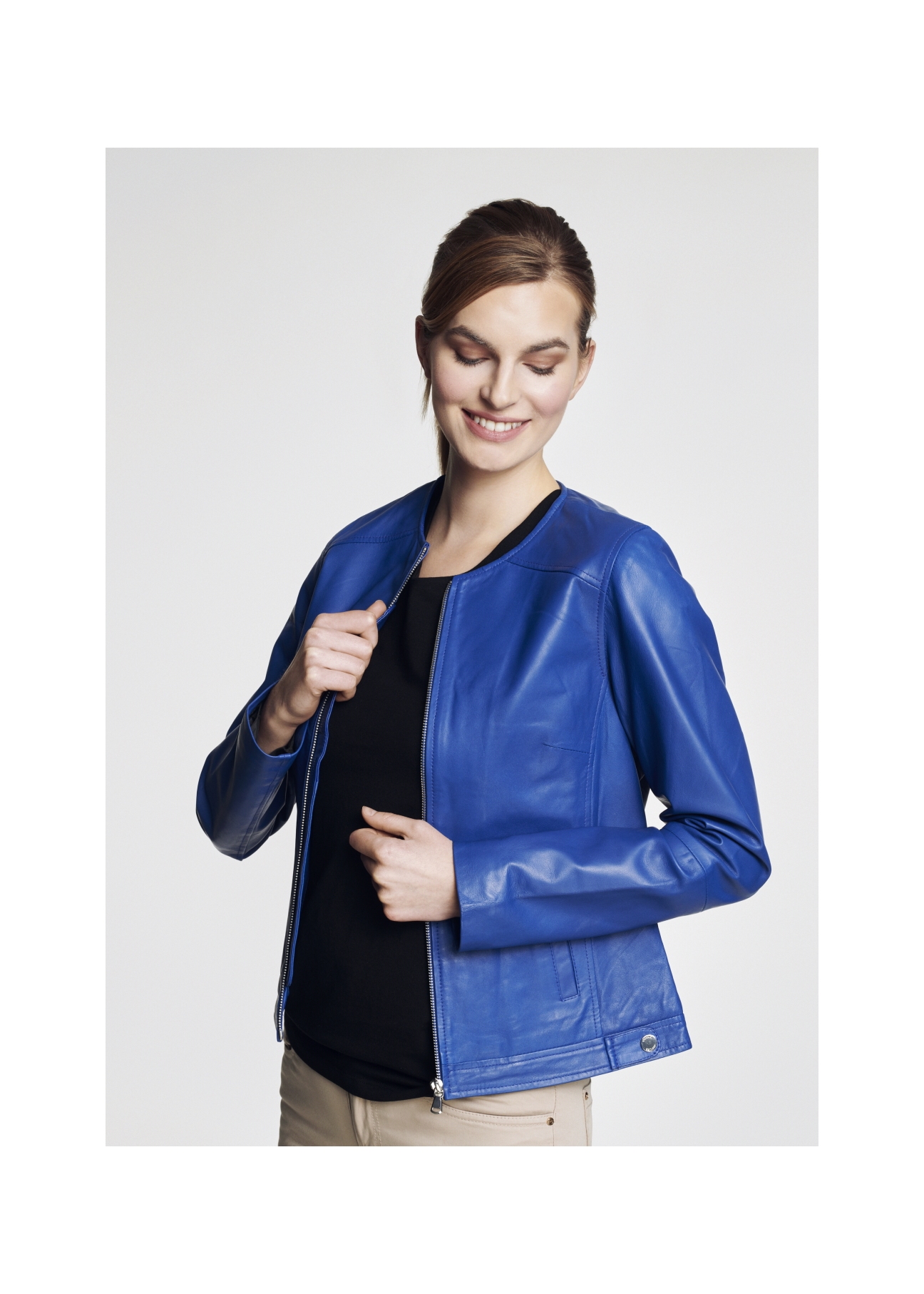 Women's lined leather jacket KURDS-0215-4503(KS)-01