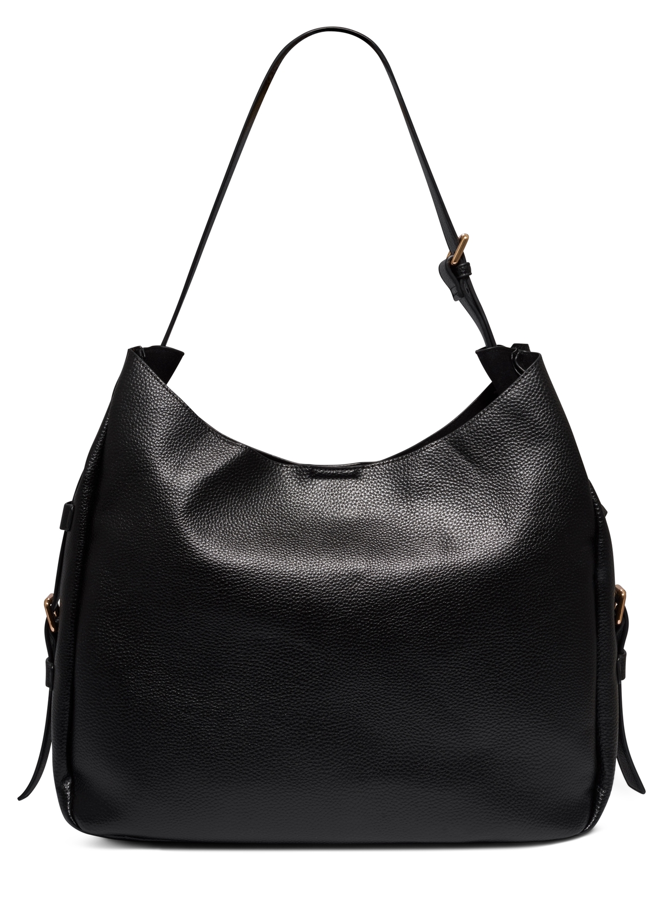 Black shoulder shopper bag TOREC-1366-9I(Z26), back view of the product on a white background.