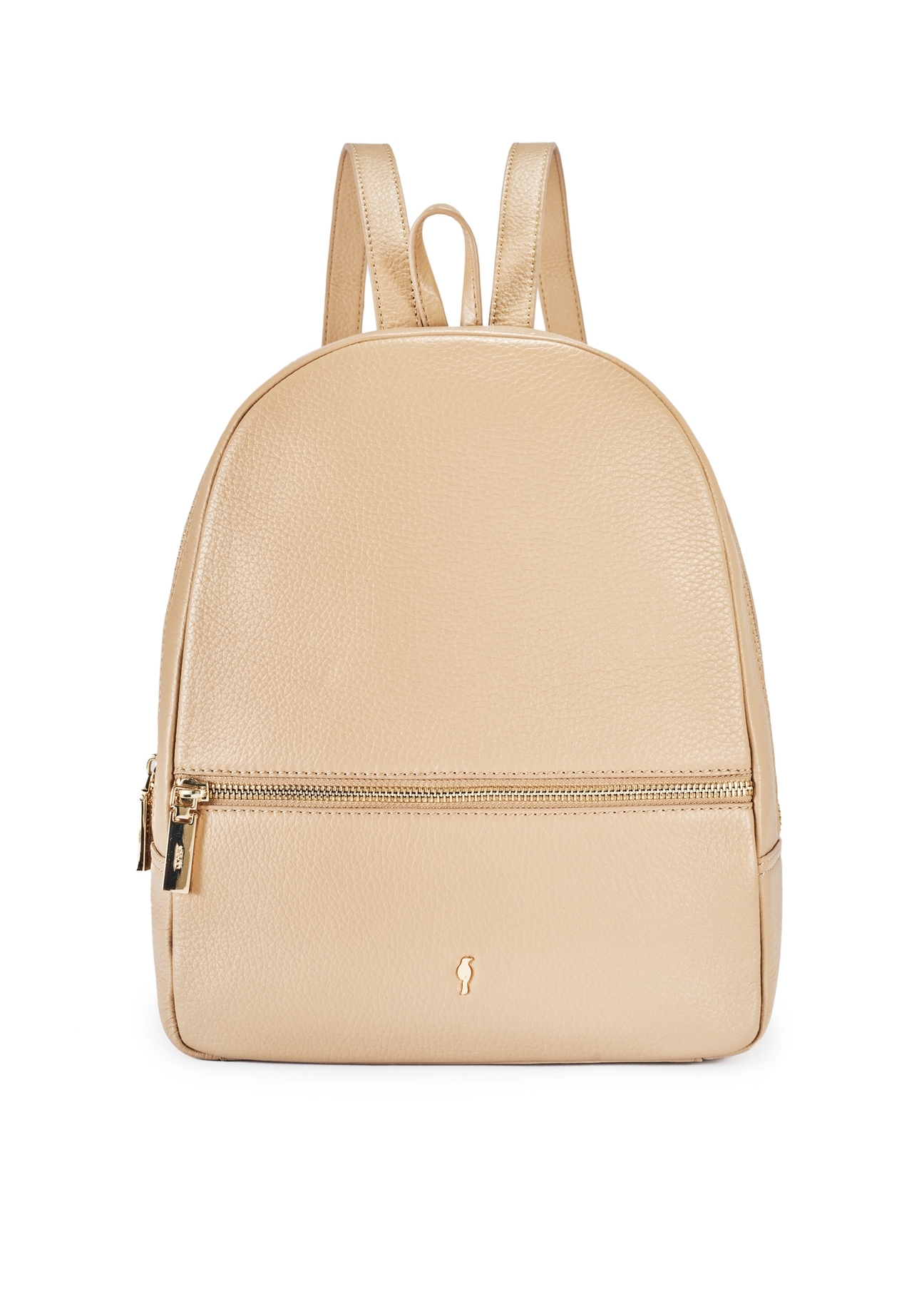 Beige leather women's backpack TORES-0898D-81(Z25), product view from the front on a white background.