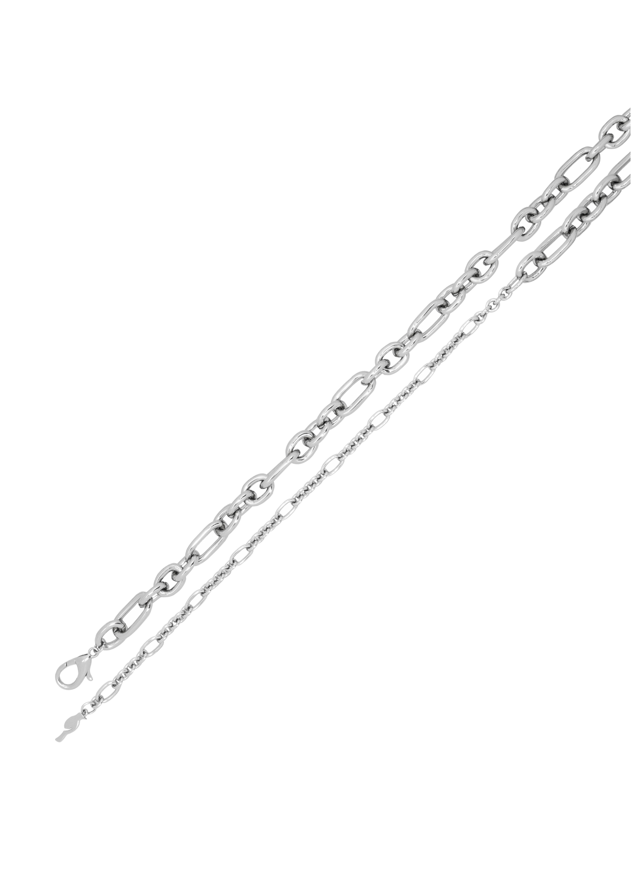 Women's silver chain belt PASDM-0001-9X(Z26) product view from above on a white background.