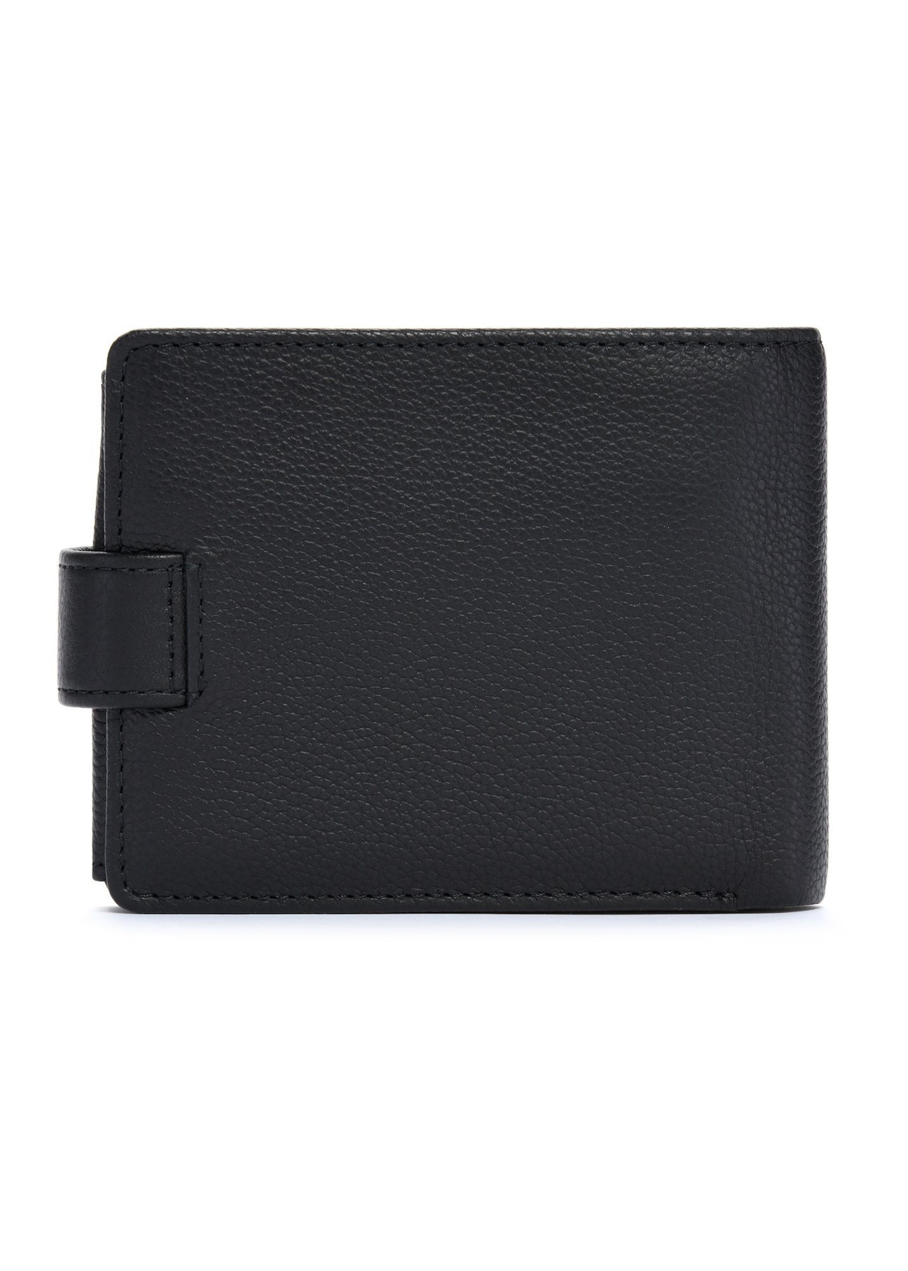Black men's wallet made of genuine leather PORMS-0631A-9I(W26), product view from the back on a white background.