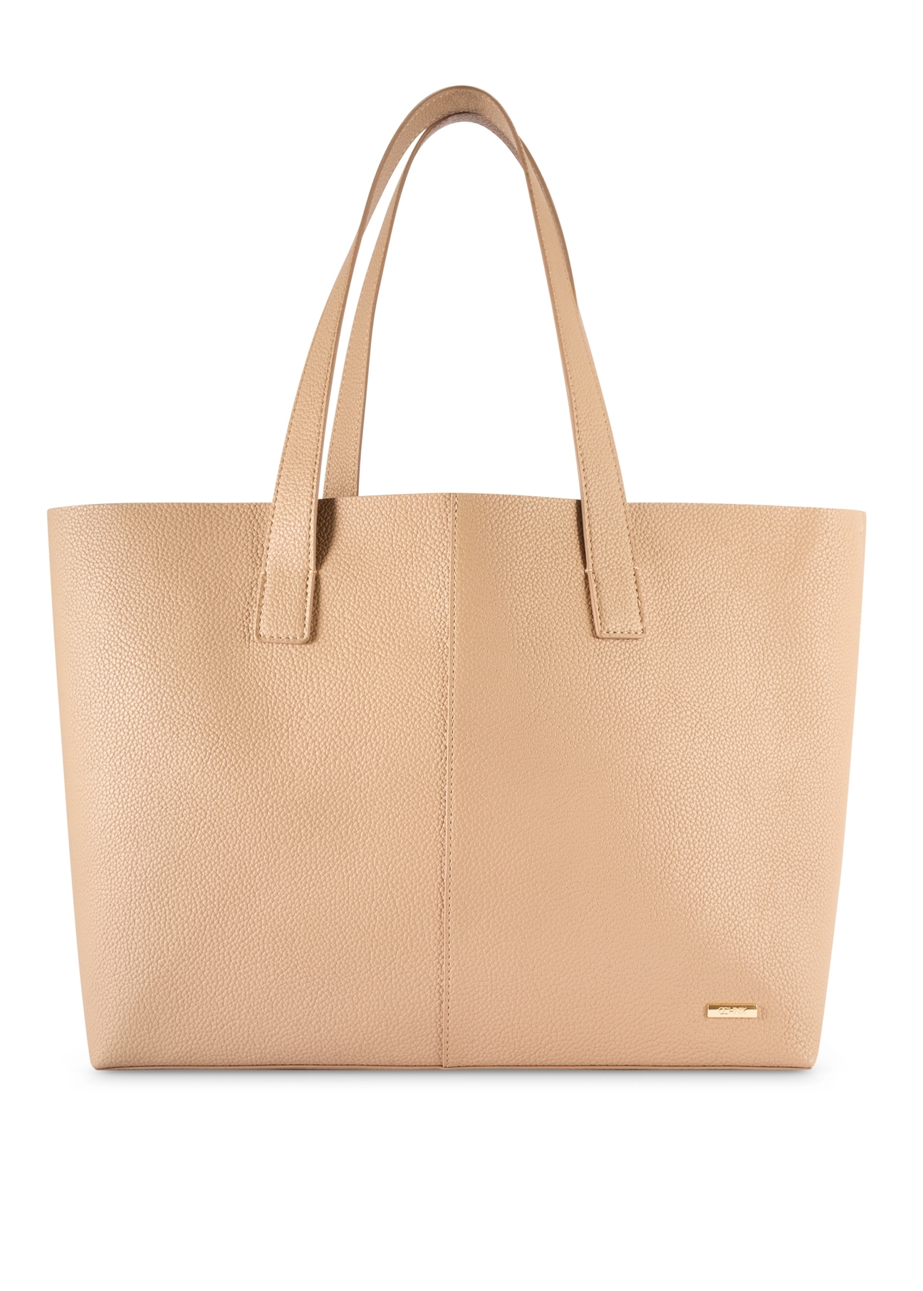Beige women's shopper handbag TOREC-1208-1A(W26), front product view on white background.