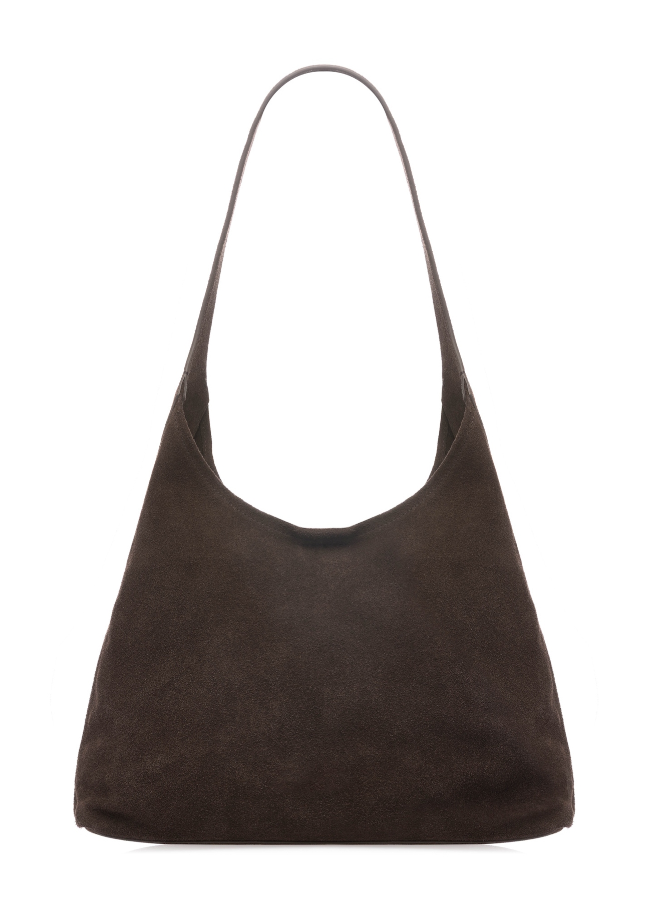 Brown suede women's handbag TORES-1308-1I(W26), product view from the back on a white background.