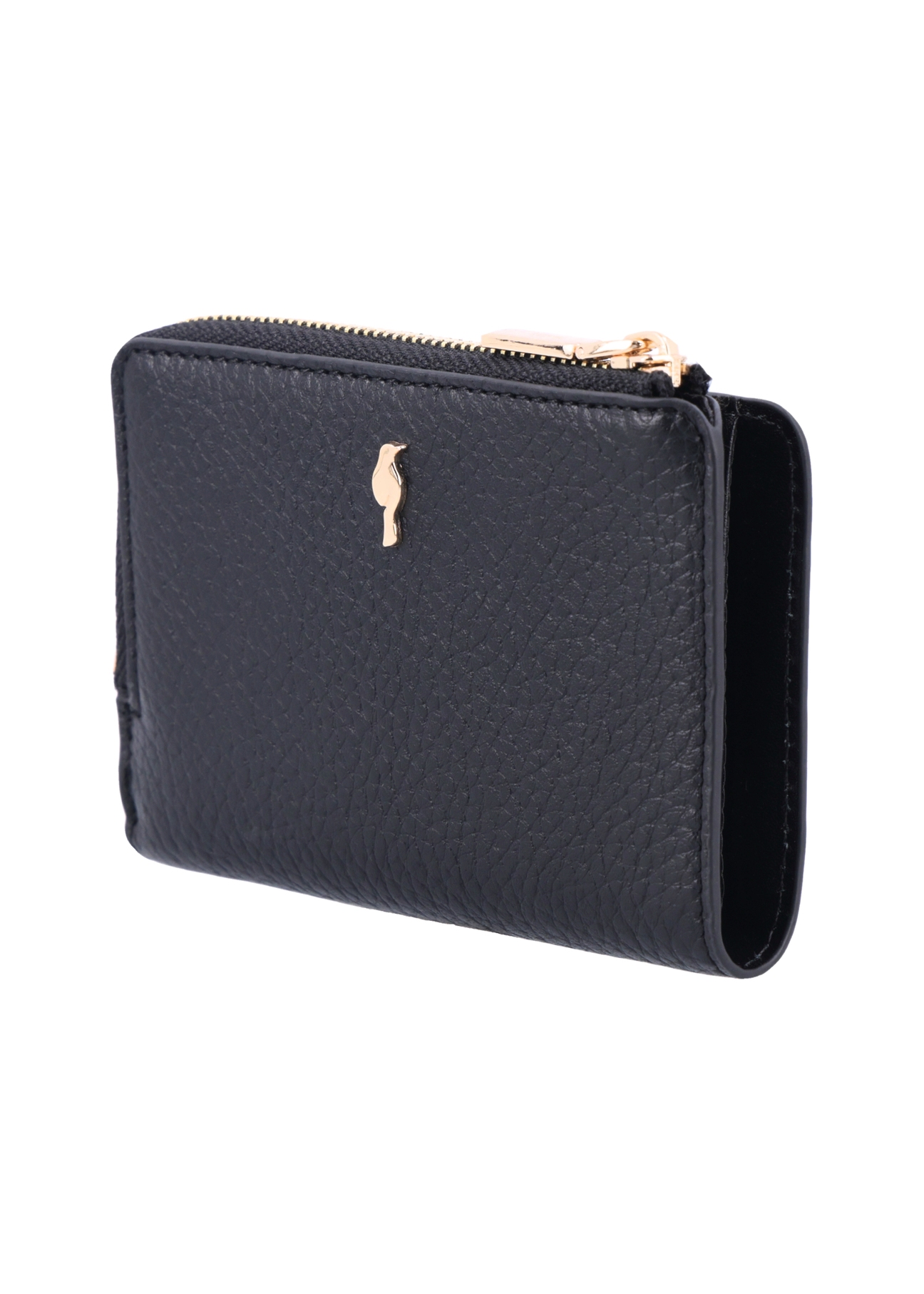 Black leather women's wallet PORES-1019-9I(Z26), diagonal product view on white background.