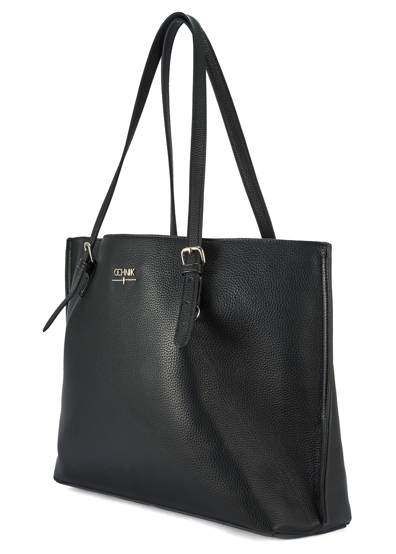Black large shopper bag TOREC-1088-99(Z25), diagonal product view on white background.