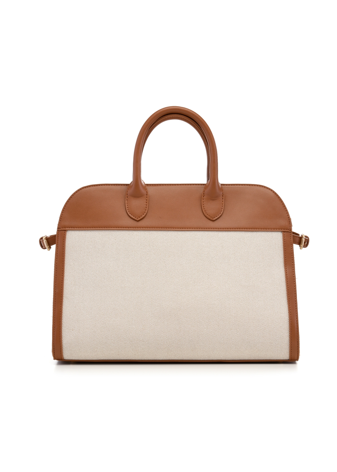 Beige large women's handbag TOREC-1202-0P(W26), product view from the back on a white background.