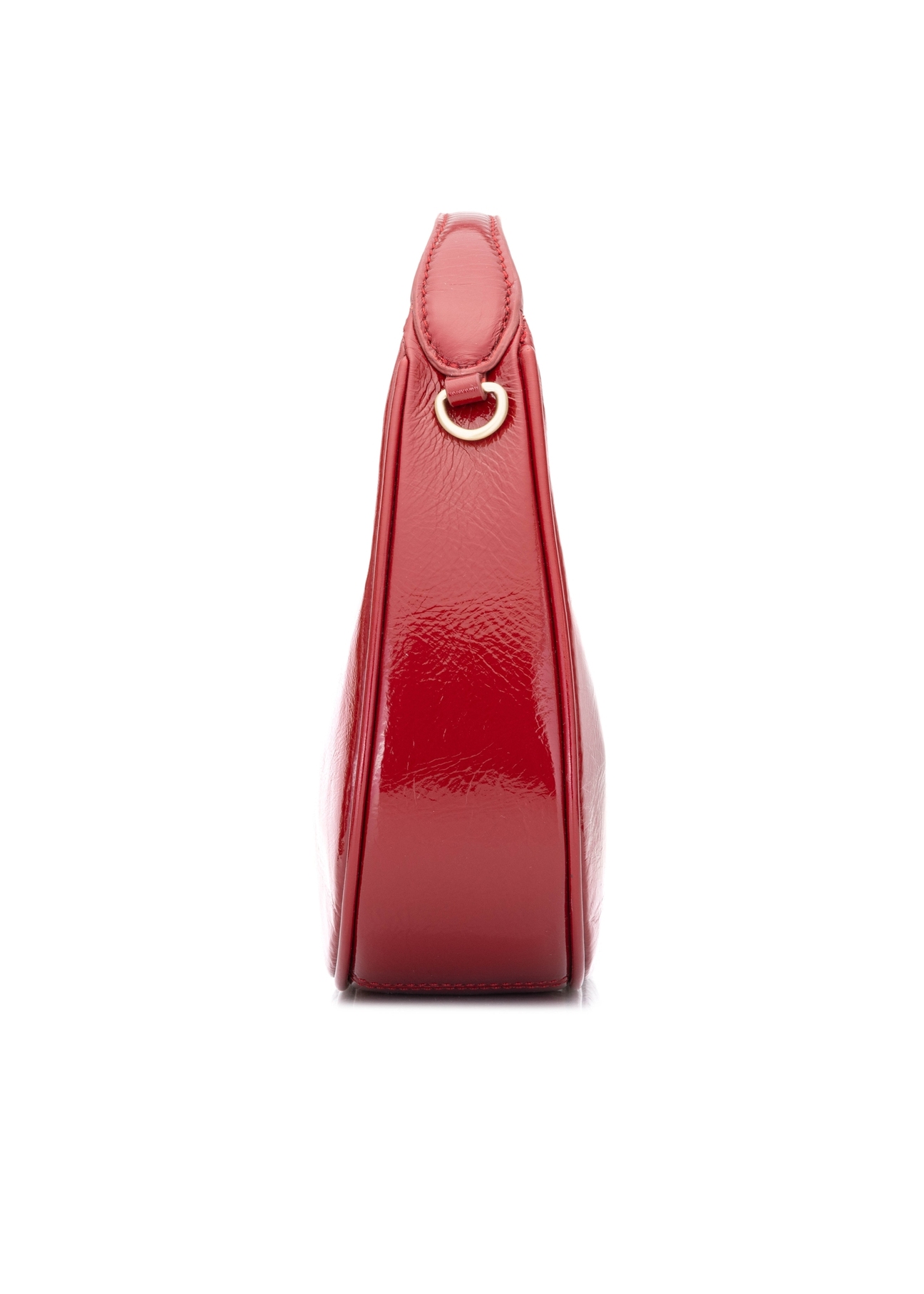 Red leather hobo bag TORES-1216-4B(W26), product view from the side on a white background.