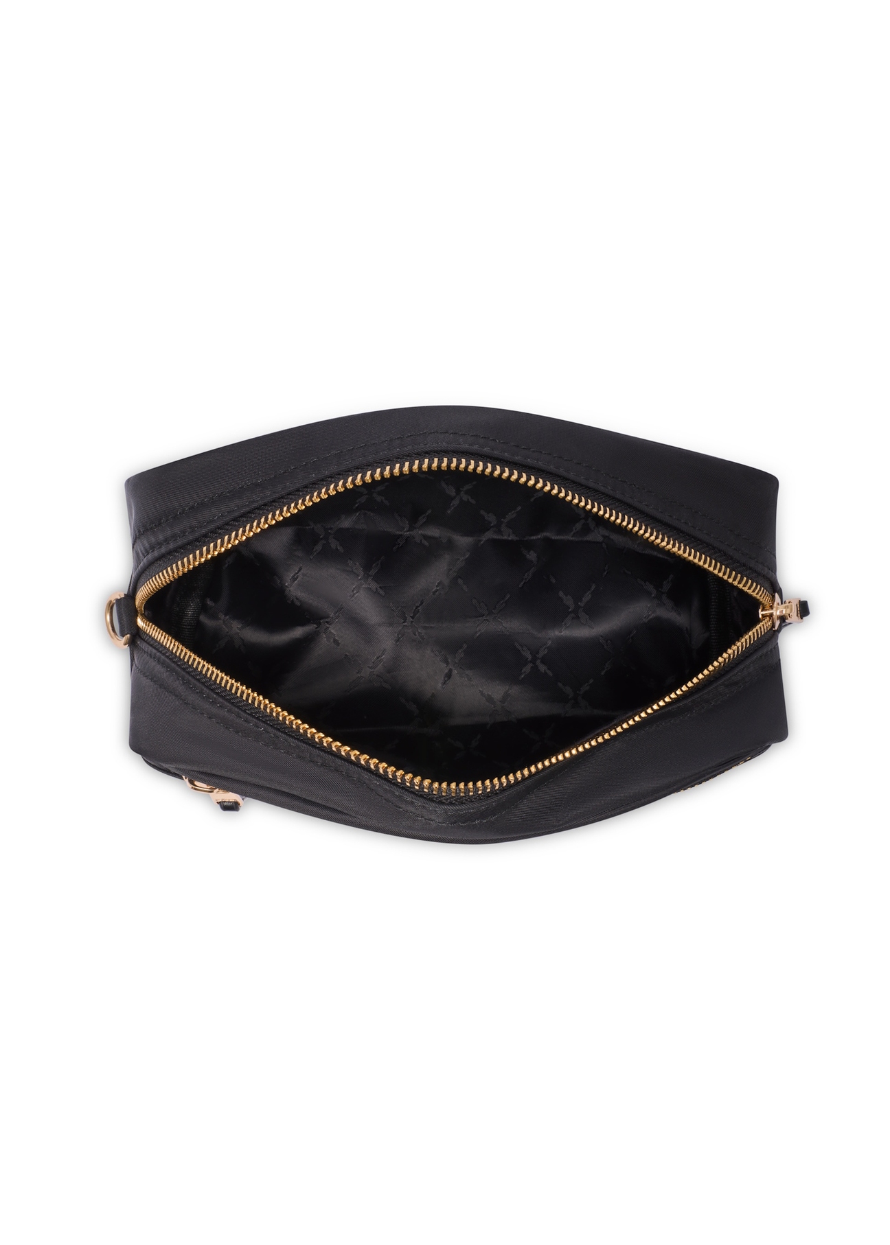 Black women's cosmetic bag TOREN-0347-99(W26), product view inside on white background.