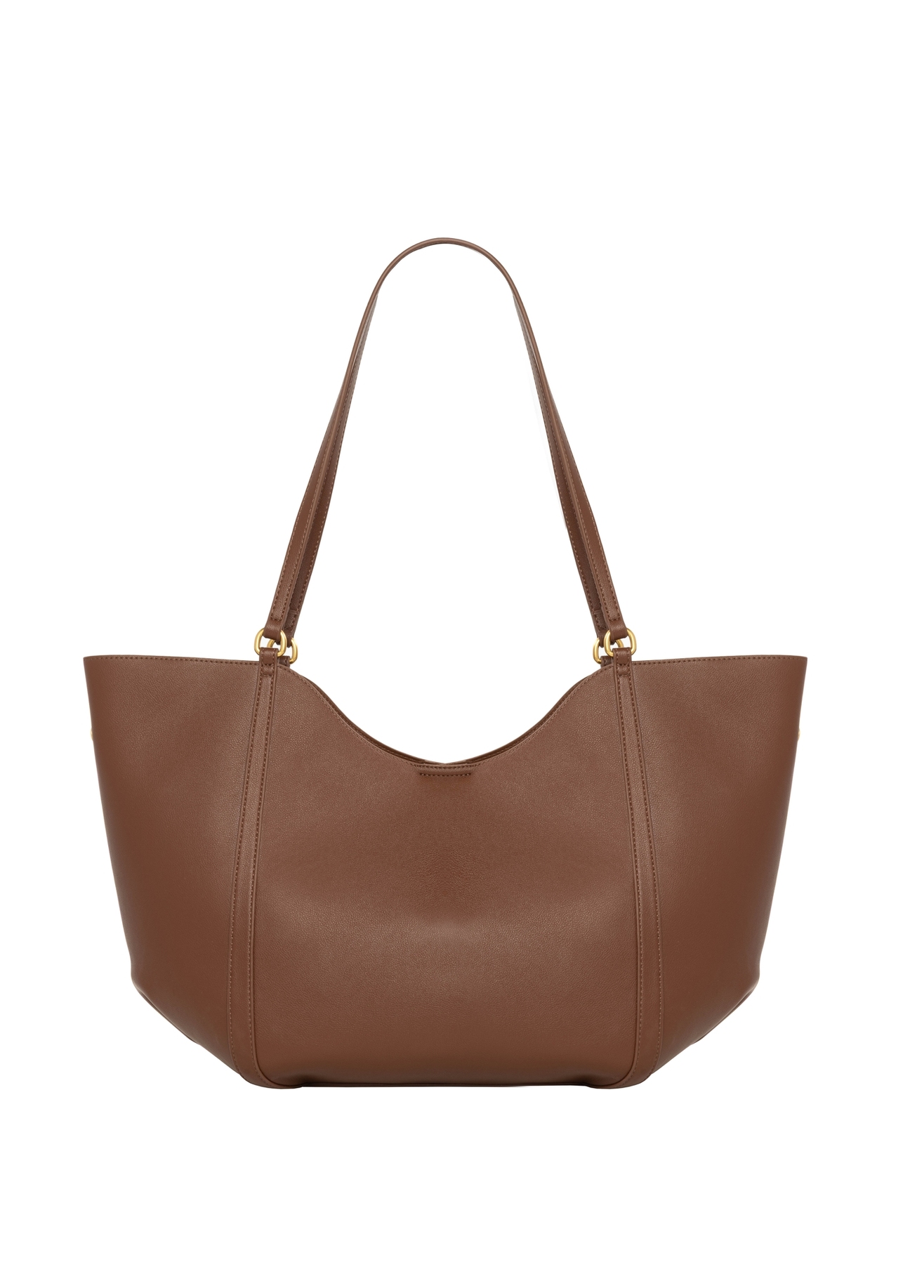 Light brown women's shopper bag TOREC-1296-3D(Z26), product view from the back on a white background.