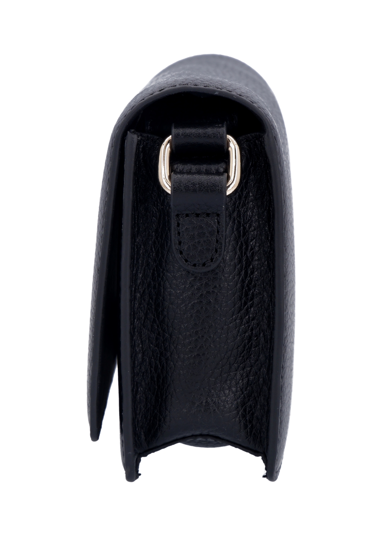Black leather elegant women's handbag TORES-1356-9I(Z26), product view from the side on a light background.