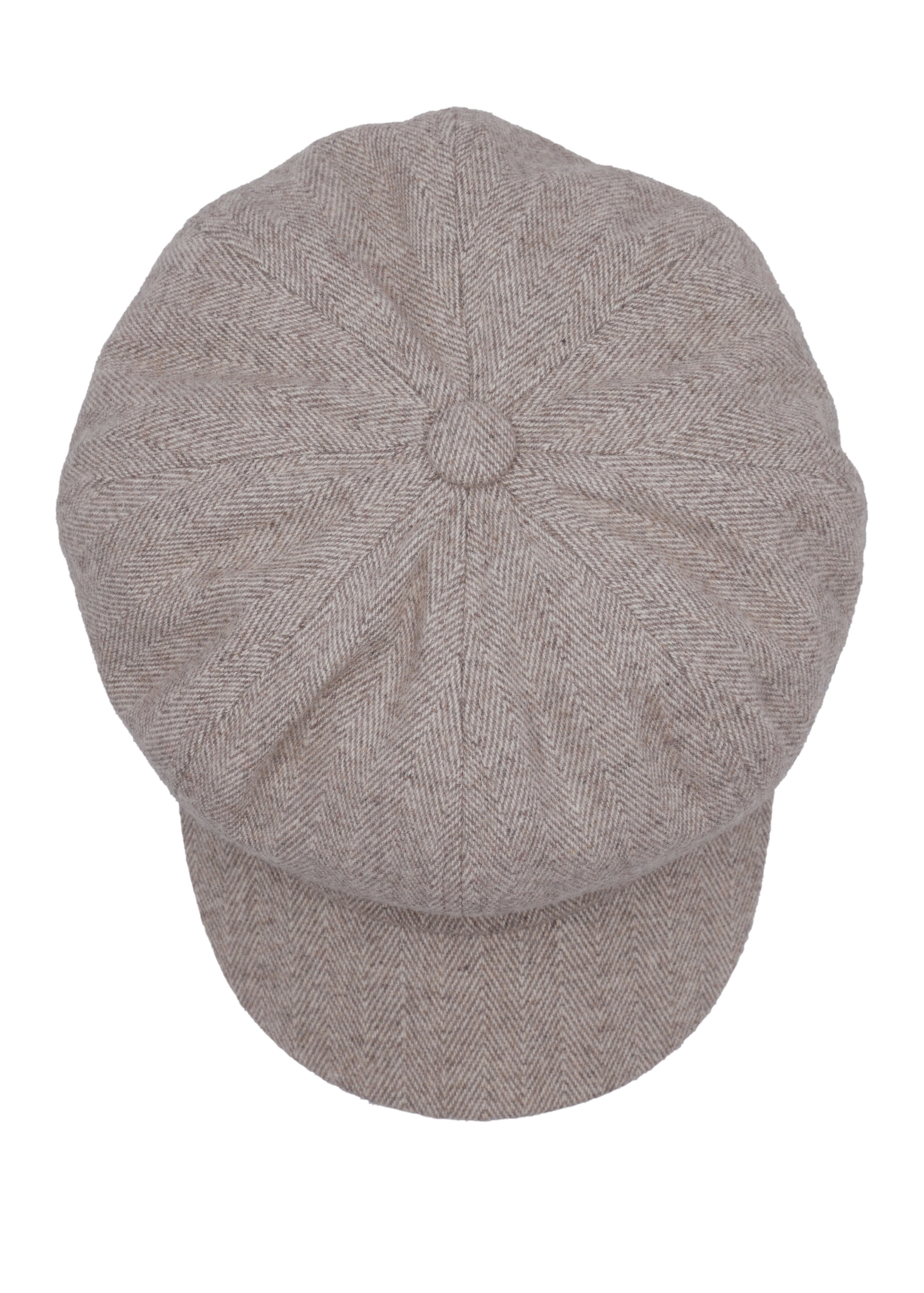 Beige women's flat cap CZADT-0226-1J(Z26) - product view from above, on a white background.