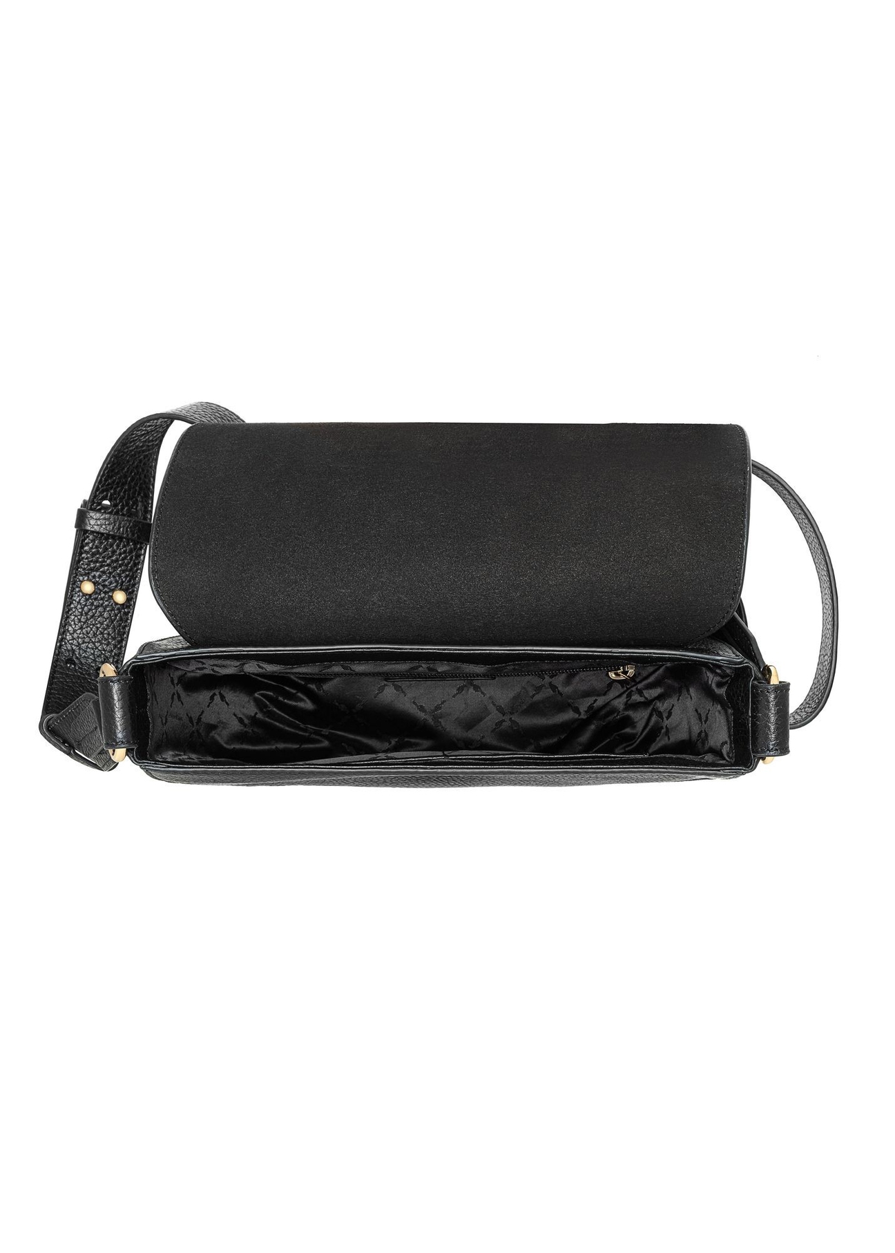 Black leather women's handbag TORES-0895D-99(Z25), view of the inside of the product on a white background.