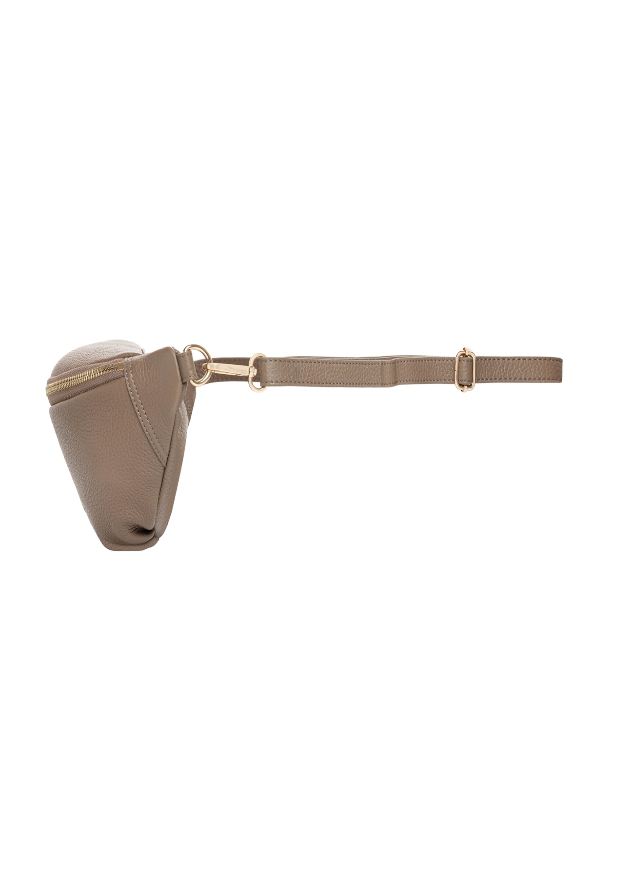Cool brown leather fanny pack TORES-0894-1K(Z26). Side view on a white background.