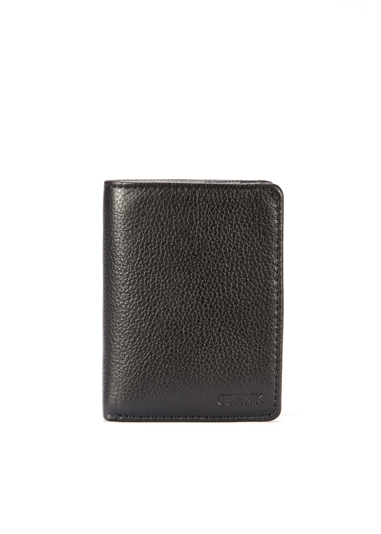 Black men's leather wallet PORMS-0635-99(W25) - front product view on white background.