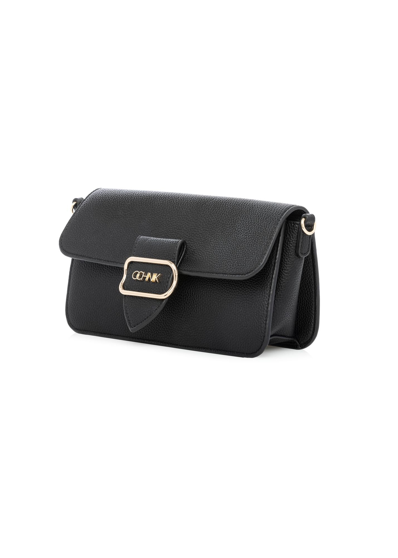 Black women's messenger bag TOREC-1120-99(W26) - diagonal product view, on a white background.