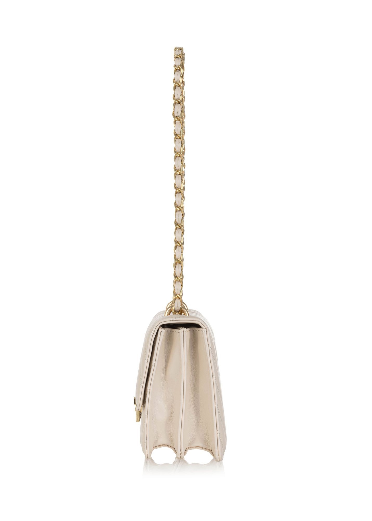 Cream quilted women's handbag TOREC-0528D-12(Z25), side view of the product on a white background.