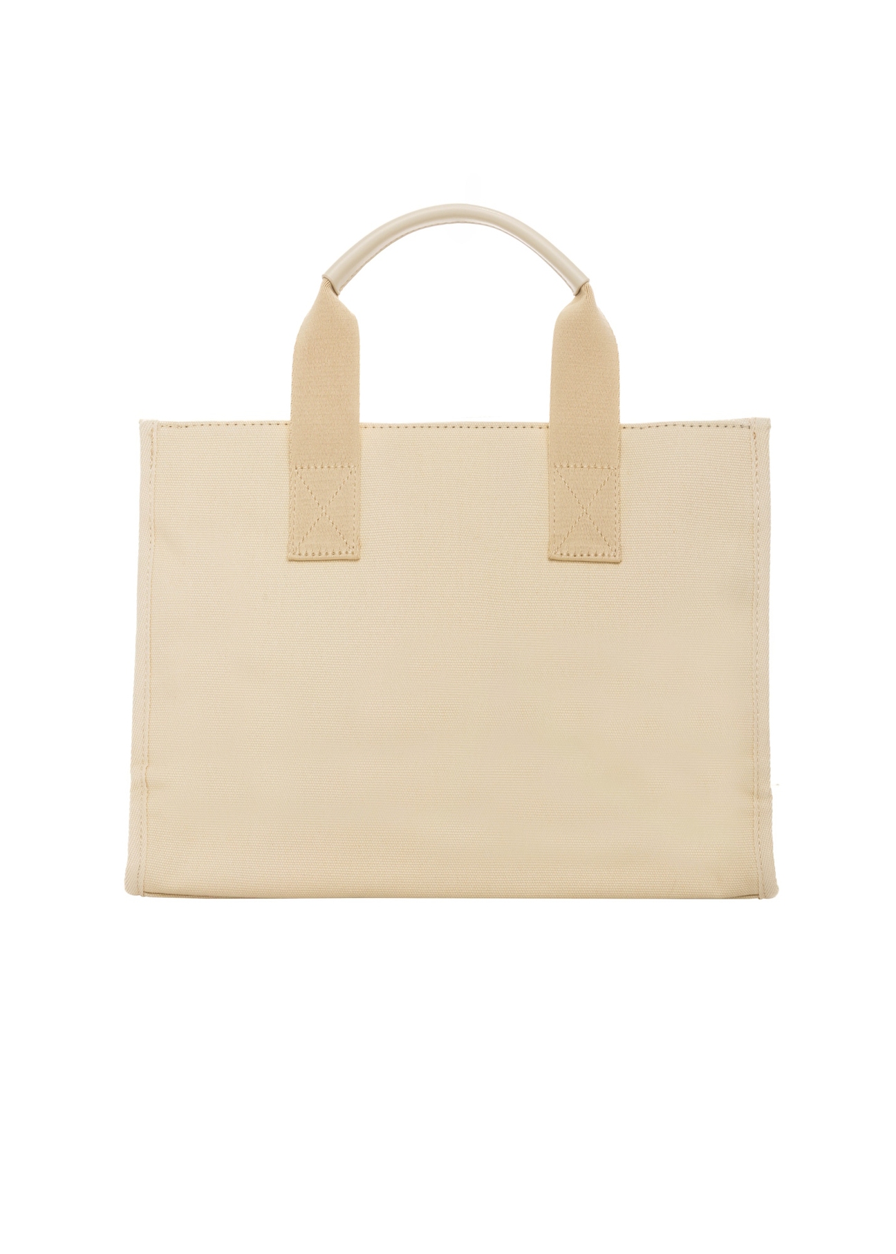 Cream cotton women's handbag TOREN-0332-0B(W26), product view from the back on a white background.