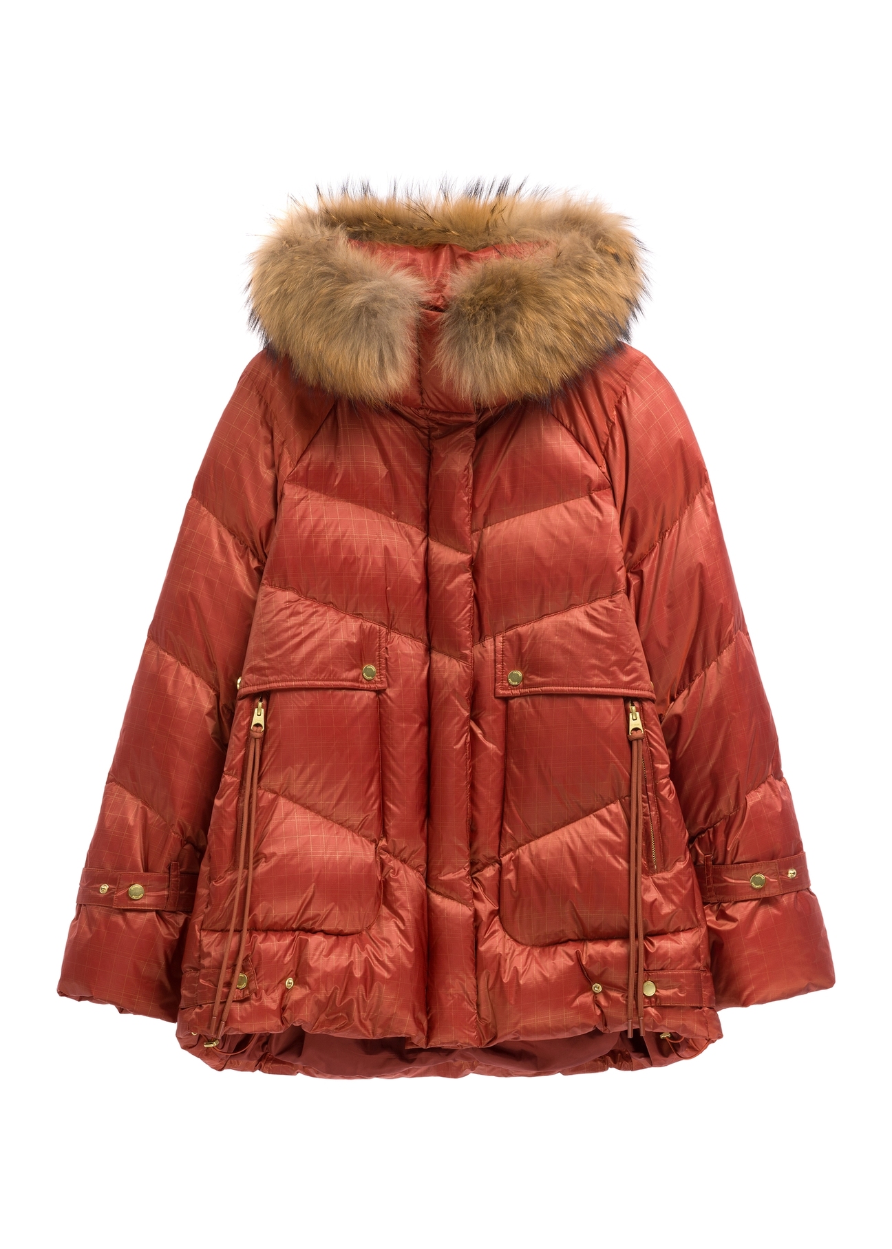 Women's red jacket with natural insulation KURDT-0619-3D(Z26)