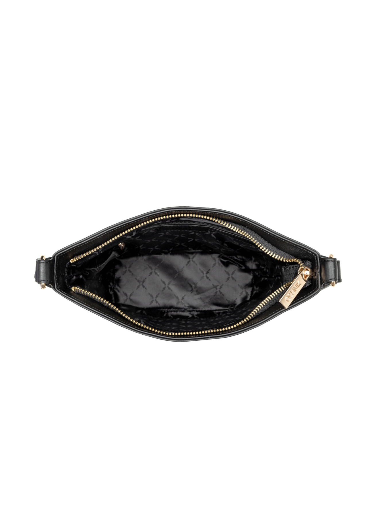 Black leather shoulder bag TORES-1280-99(W26), product view inside on white background.
