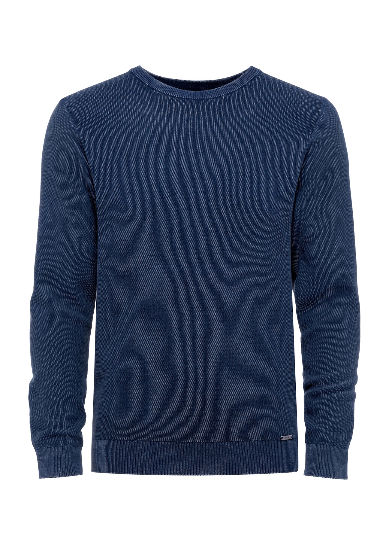 Navy blue men's cotton sweater SWEMT-0161-69(W25), front product view on white background.