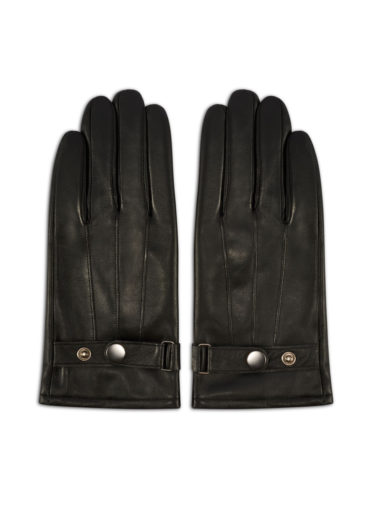 Men's leather adjustable gloves REKMS-0022A-99(Z26), product view from the front on a white background.