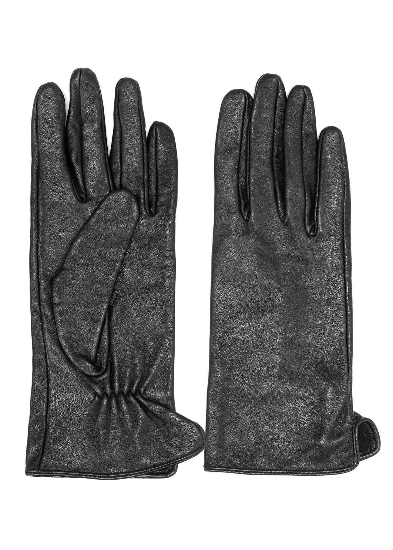 Men's leather gloves in black REKMS-0009A-99(Z25), front product view on white background.
