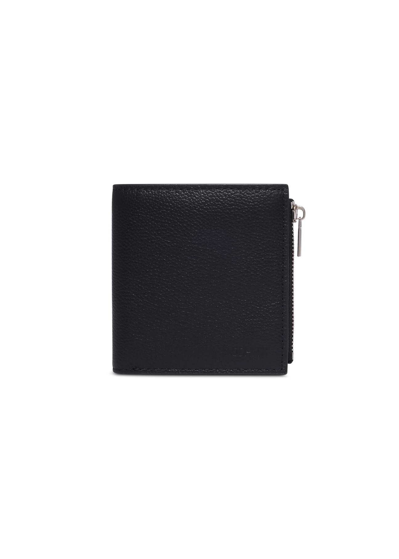 Black small leather men's wallet PORMS-0730-9I(Z26) - front product view, on white background.