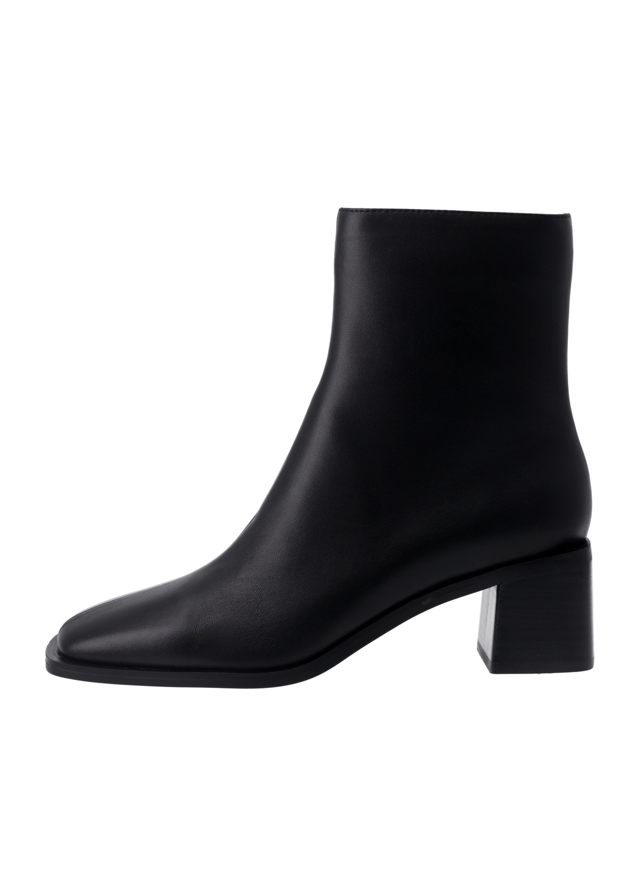 Women's leather ankle boots in black BUTYD-1300-99(Z26), side view of the product on a white background.