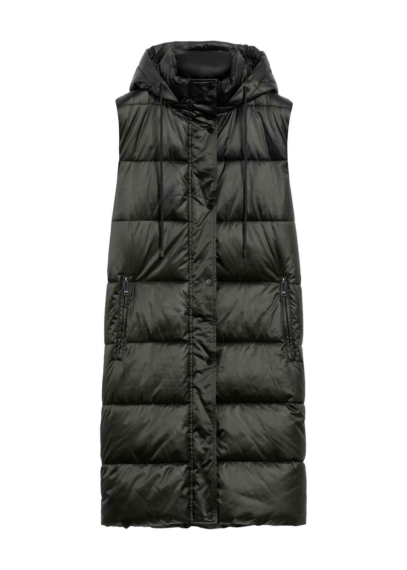 Black insulated women's vest KAMDT-0028-99(Z25), product view from the front on a white background.