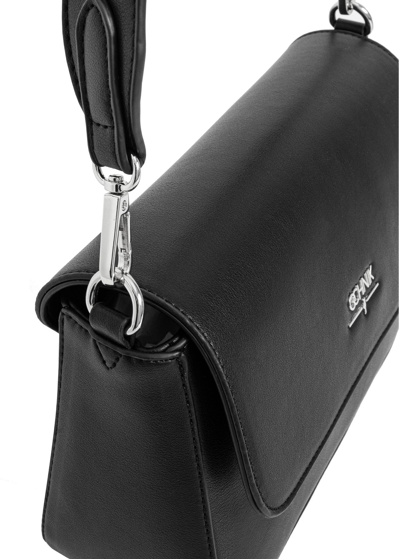Black rectangular women's messenger bag TOREC-0930B-99(Z25), close-up of the product detail on a white background.